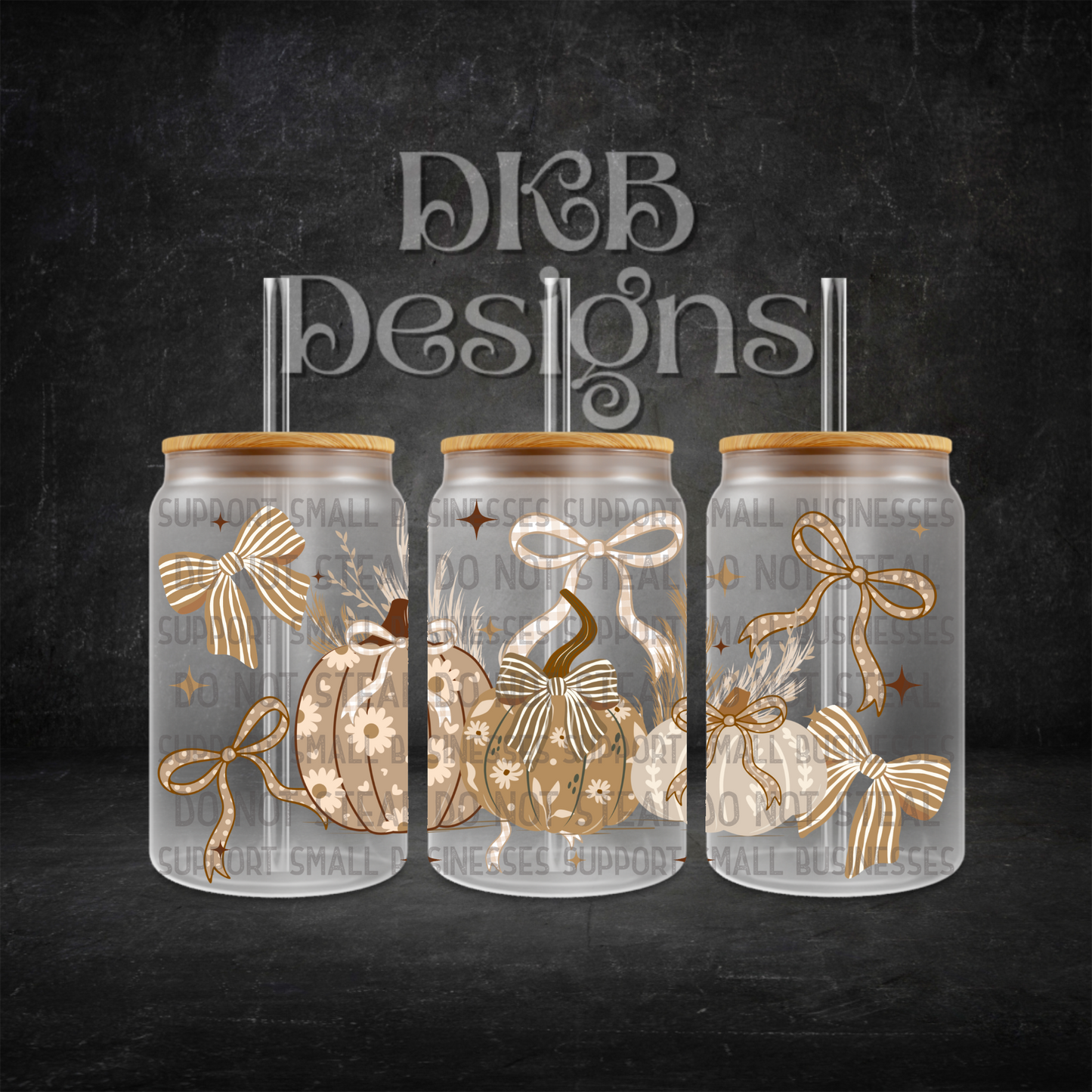 Fall pumpkin 16oz glass can UV DTF