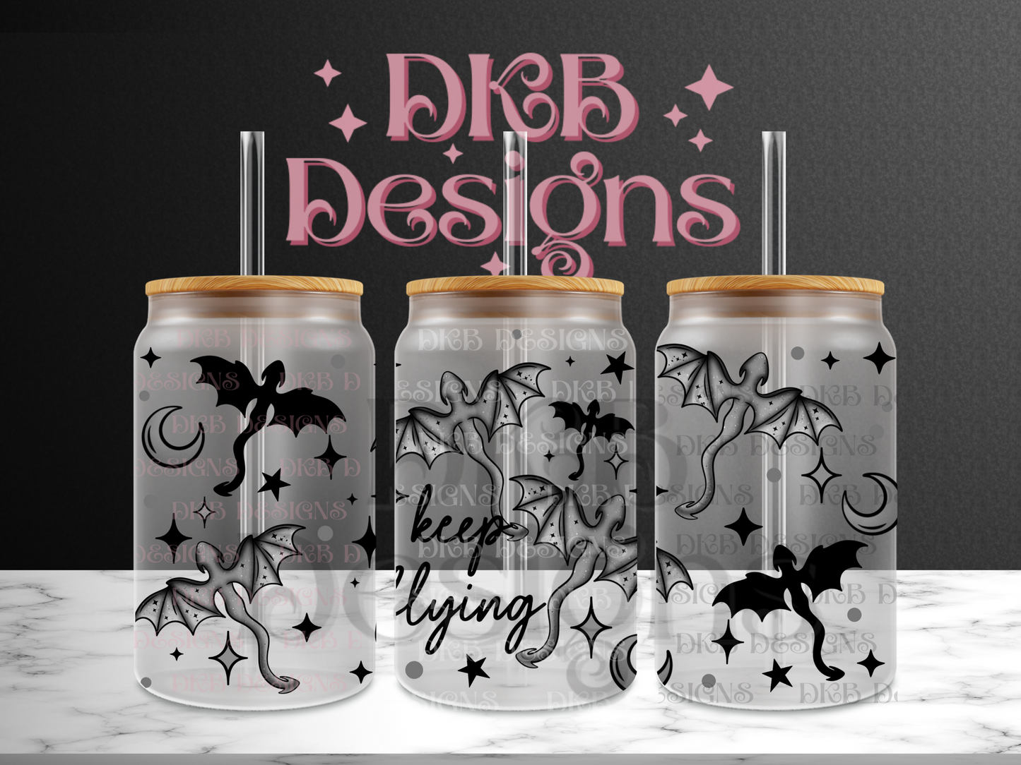 Keep flying 16oz glass can UV DTF