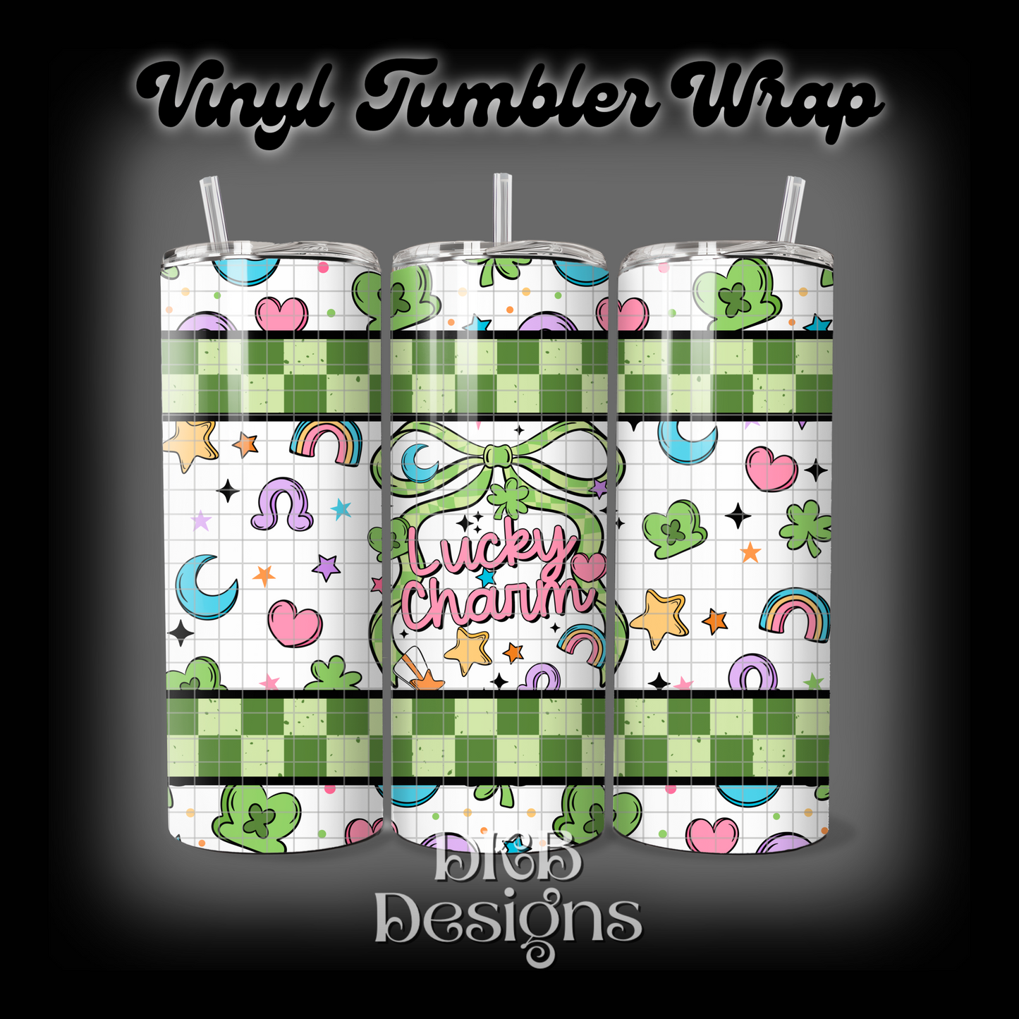 Lucky charm vinyl tumbler wrap