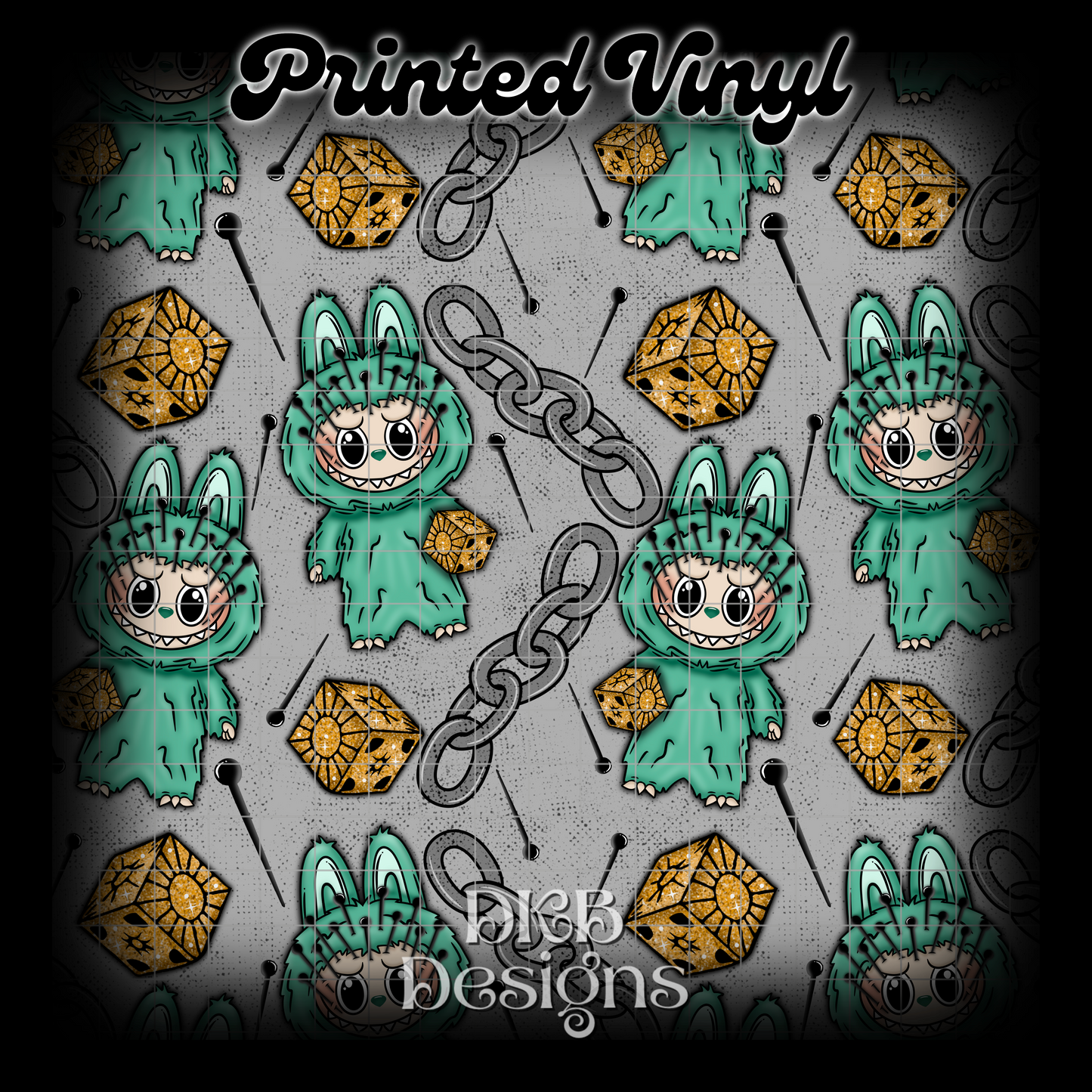 Horror monsters pin faux glitter Printed Vinyl