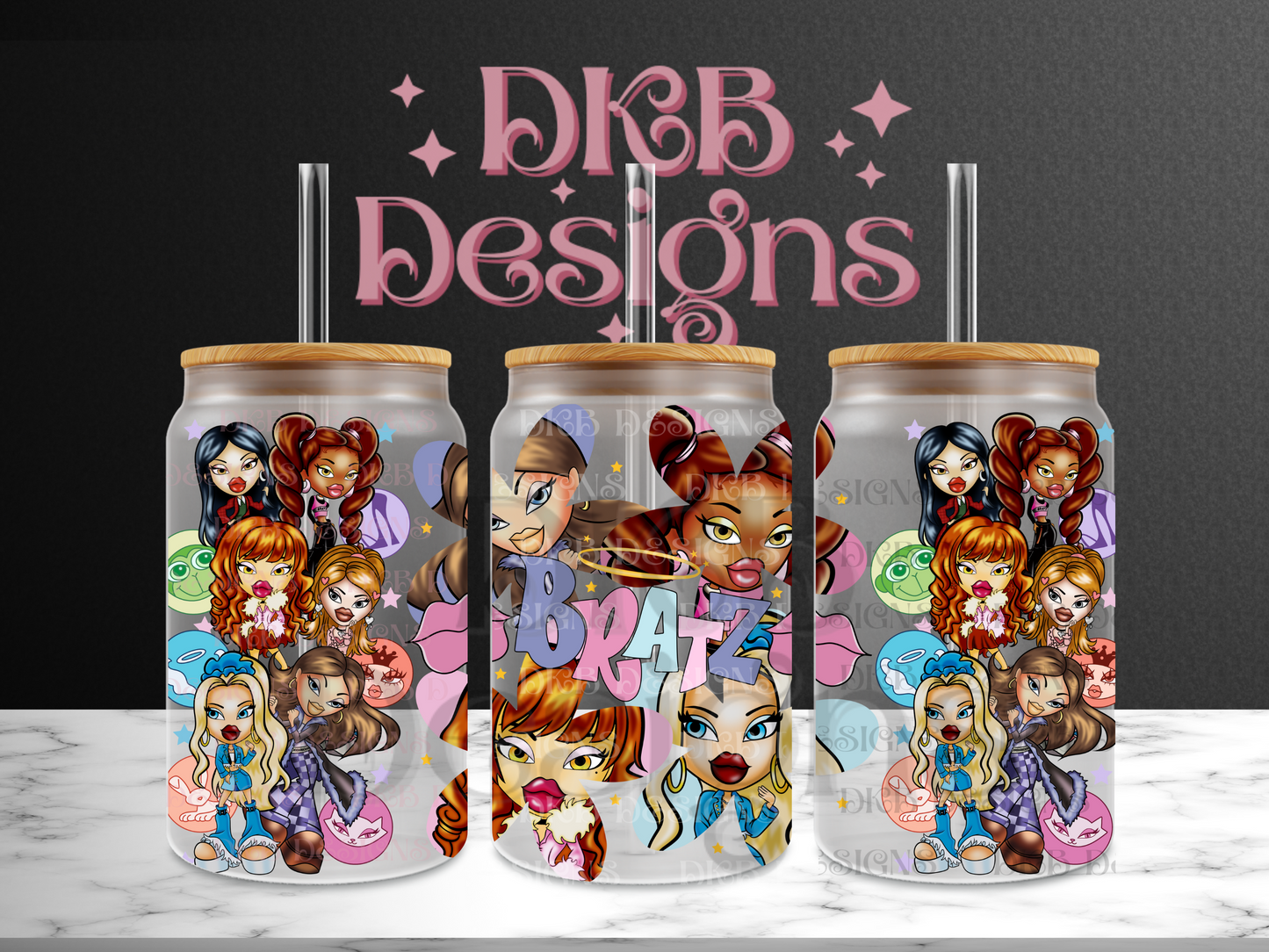 Dolls 16oz glass can UV DTF
