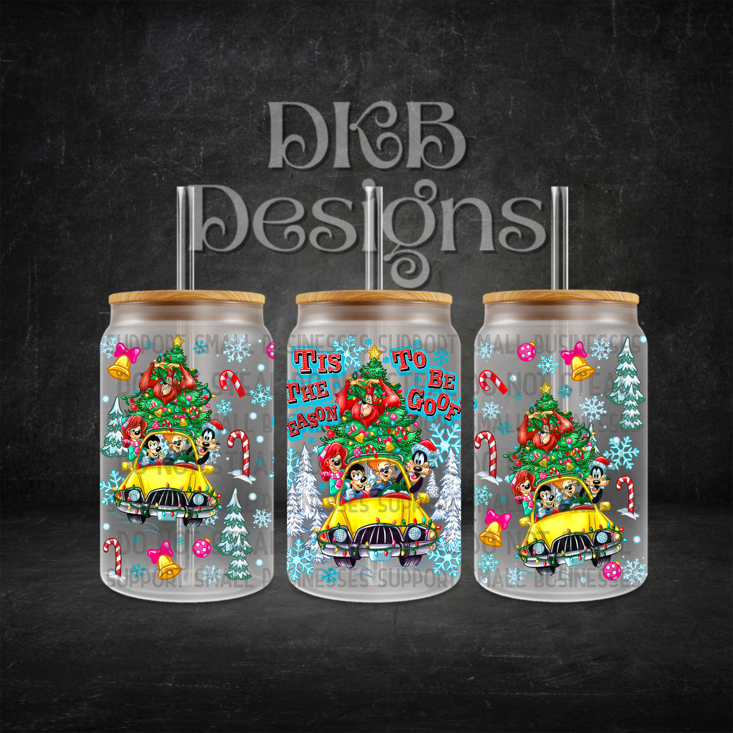 Tis the season 16oz glass can UV DTF