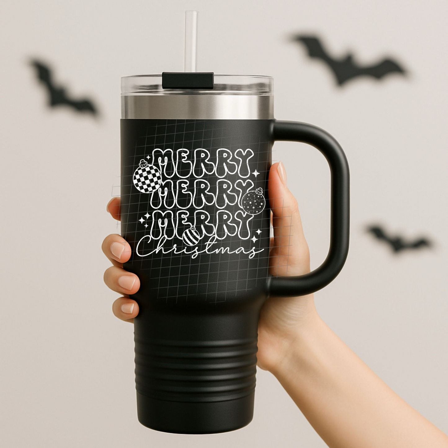 Merry Christmas white UV DTF