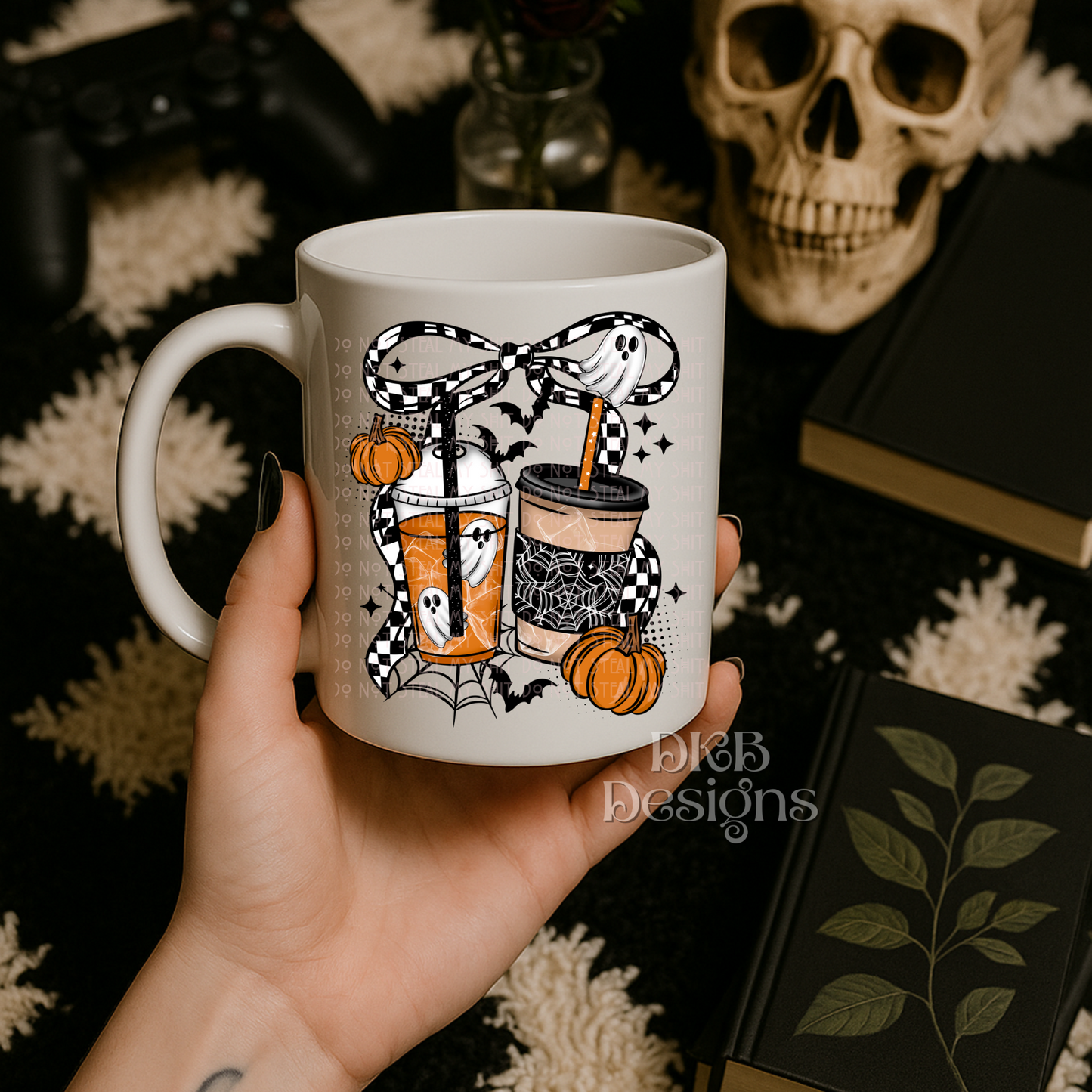 Halloween coffee bow UV DTF