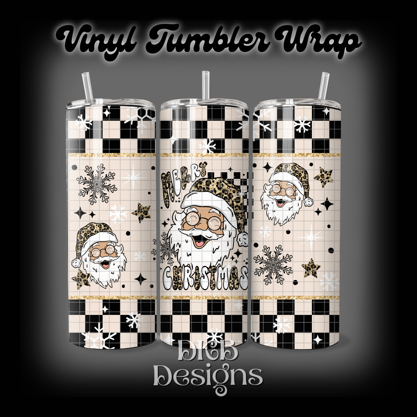 Cheetah merry Christmas vinyl tumbler wrap