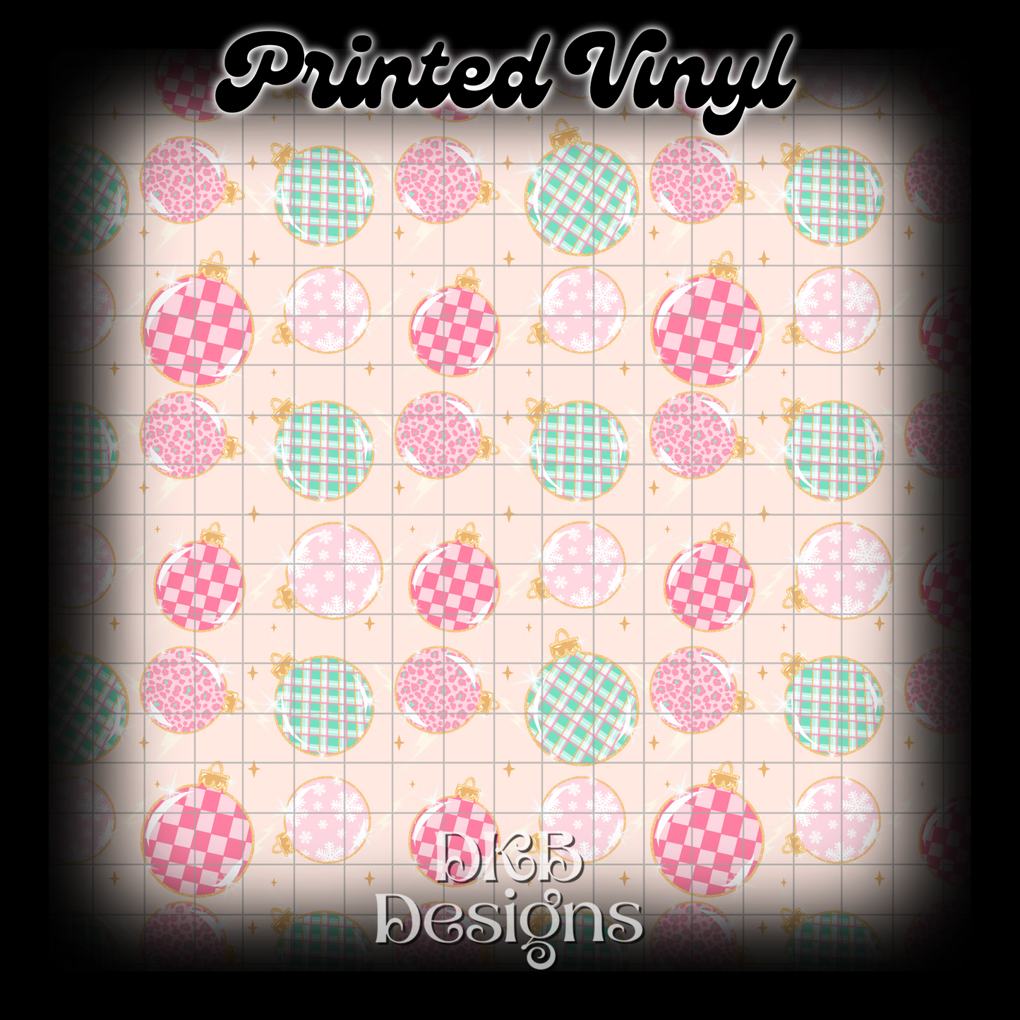 Pink teal ornaments Printed Vinyl