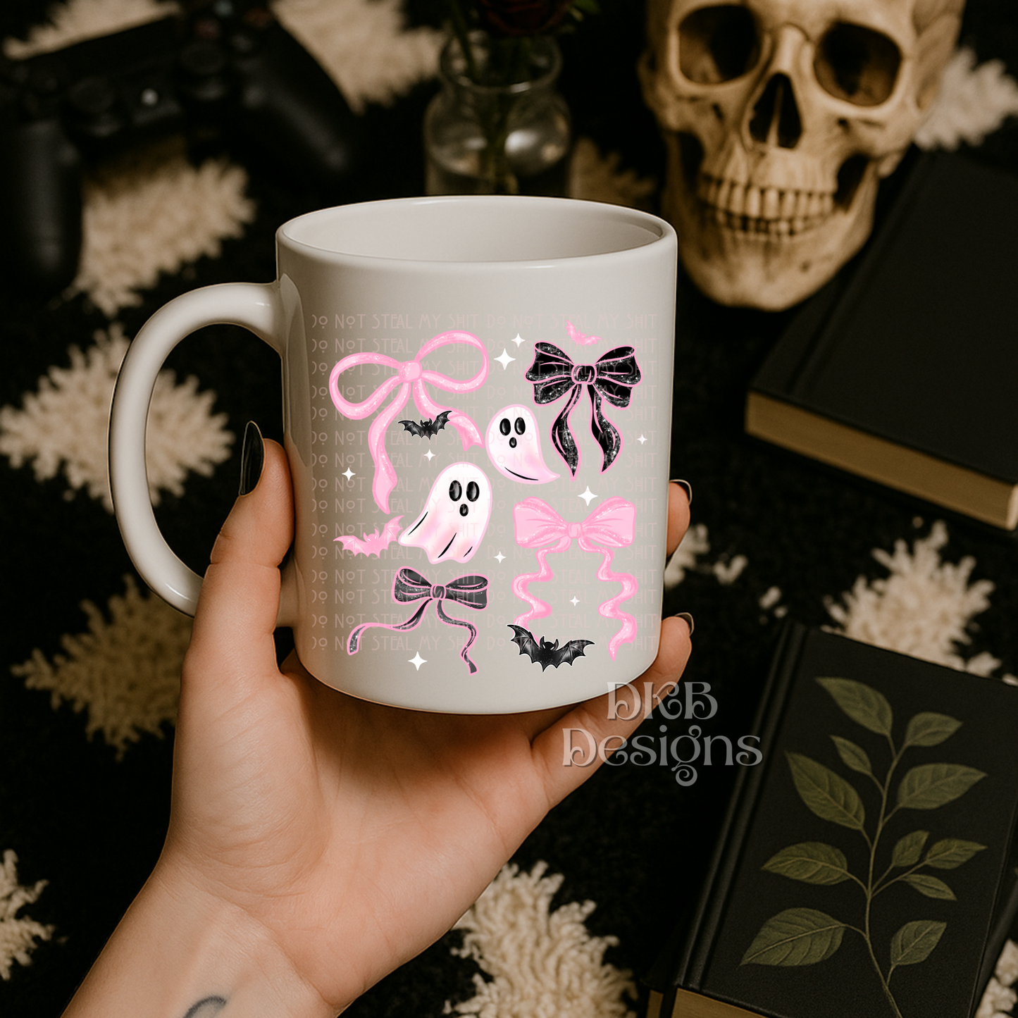 Pink bows and ghosts UV DTF