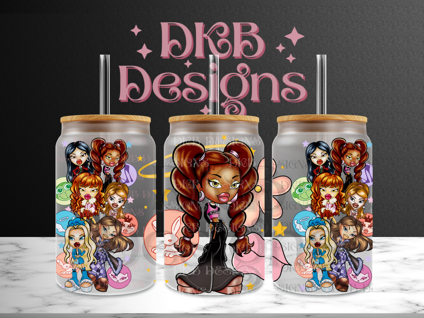 Dolls 16oz glass can UV DTF
