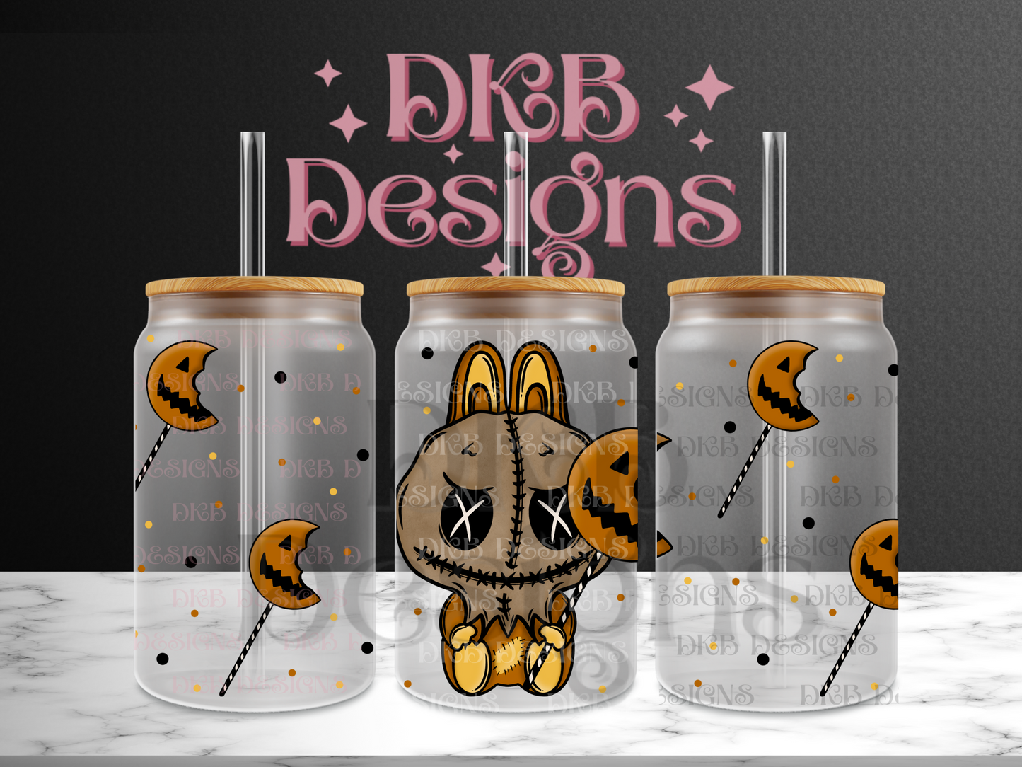 Horror monsters S 16oz glass can UV DTF