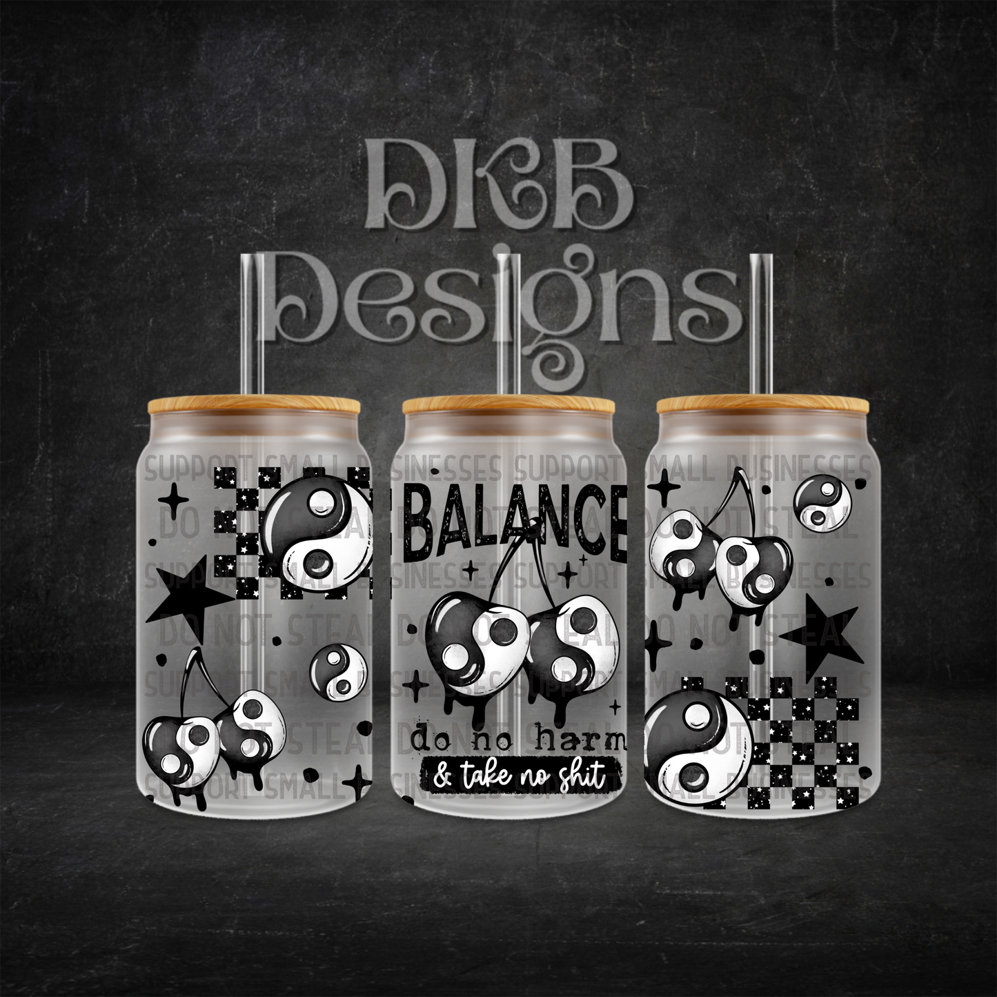 Take no shit 16oz glass can UV DTF