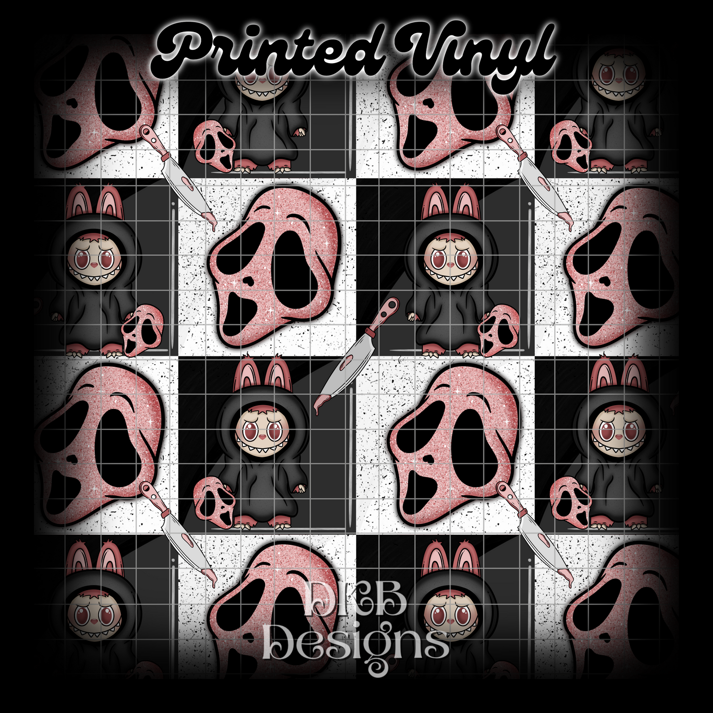 Horror monsters Gf pink Printed Vinyl