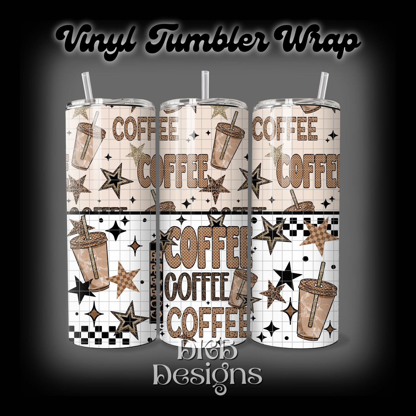 Coffee iced vinyl tumbler wrap