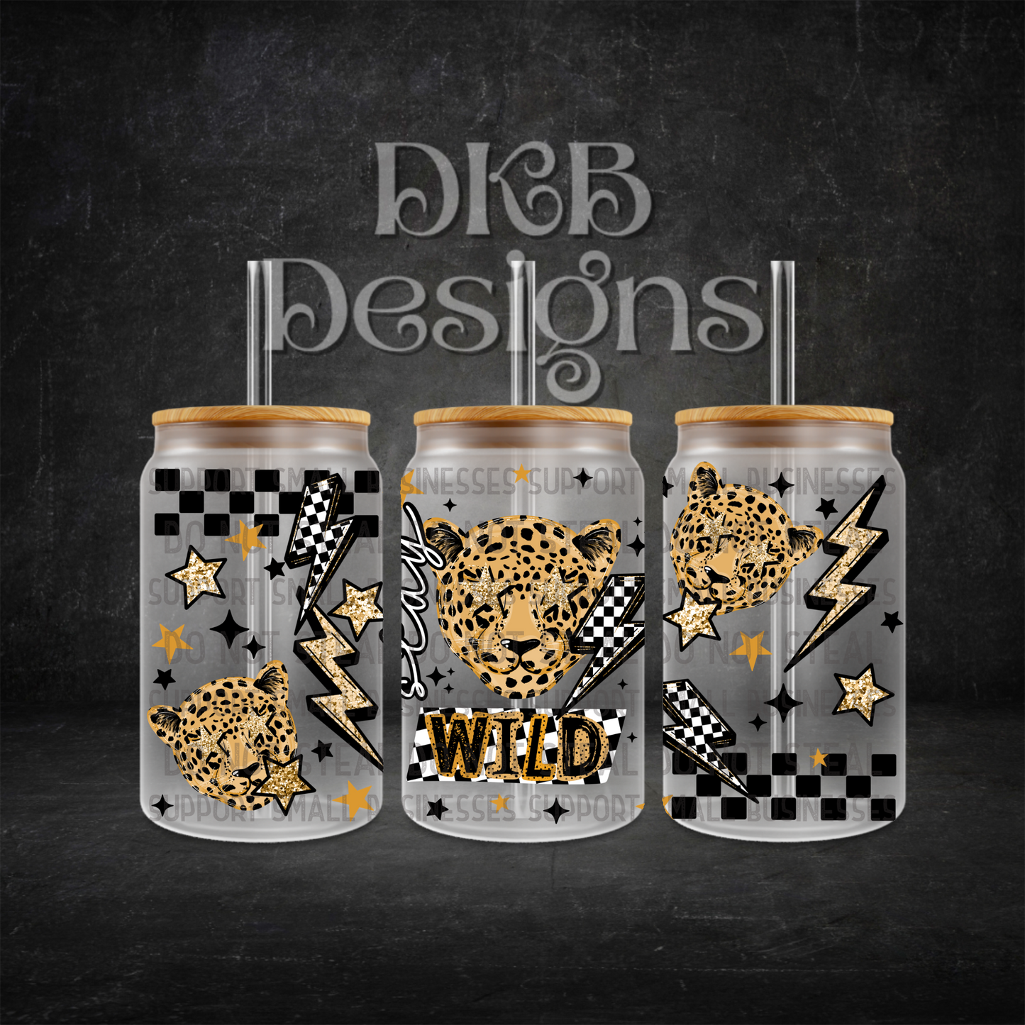 Stay wild 16oz glass can UV DTF