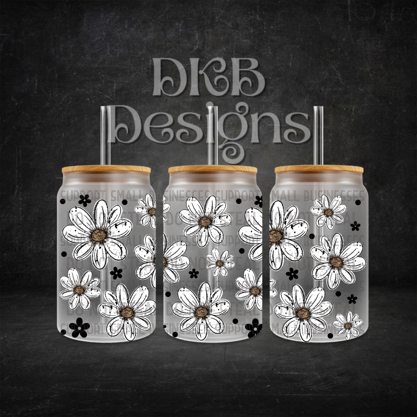 Daisy 16oz glass can UV DTF