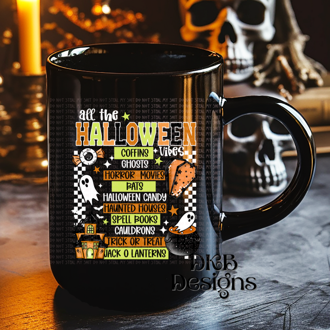 All the halloween vibes white UV DTF