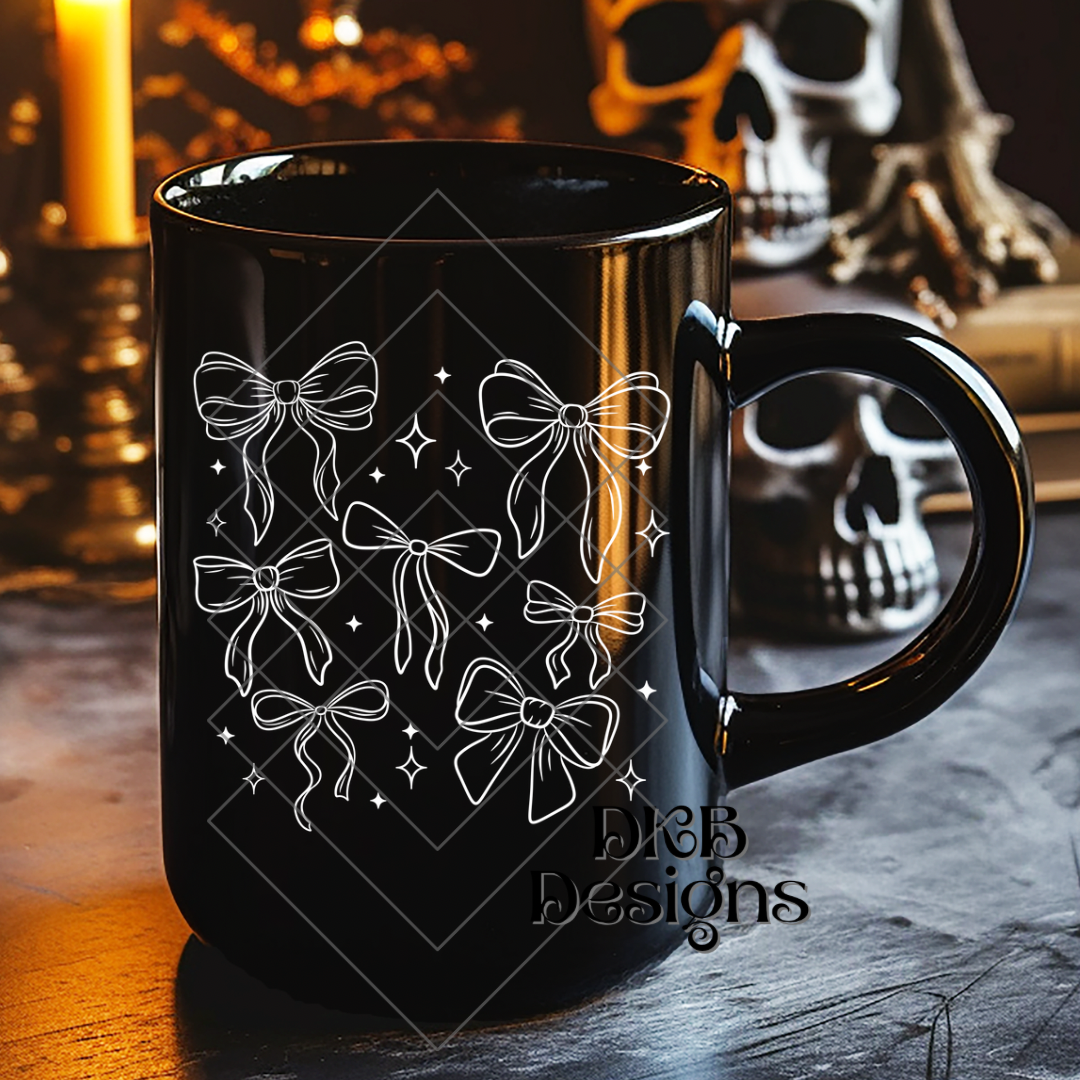 Linework bows white UV DTF