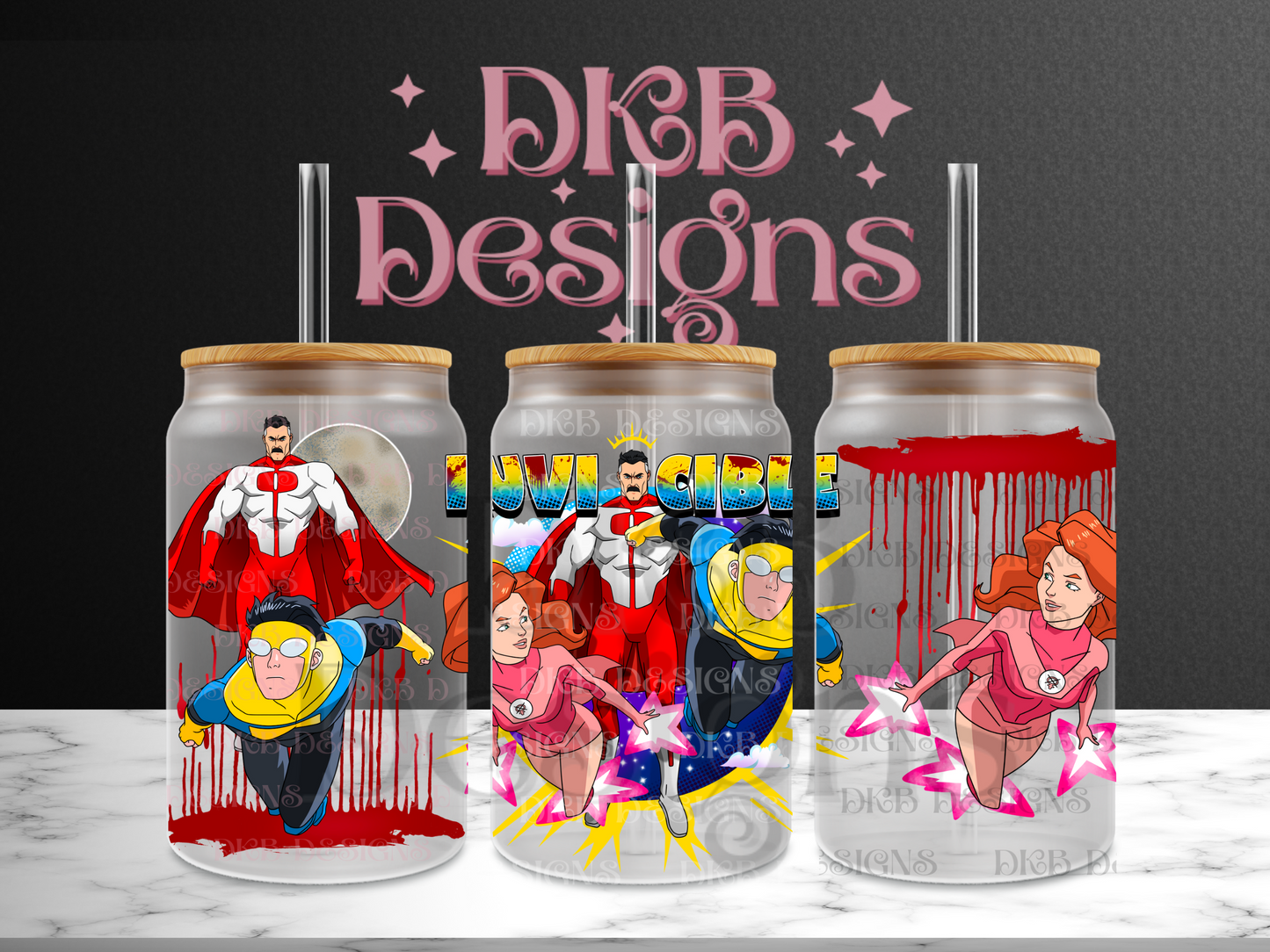 Invincible 16oz glass can UV DTF