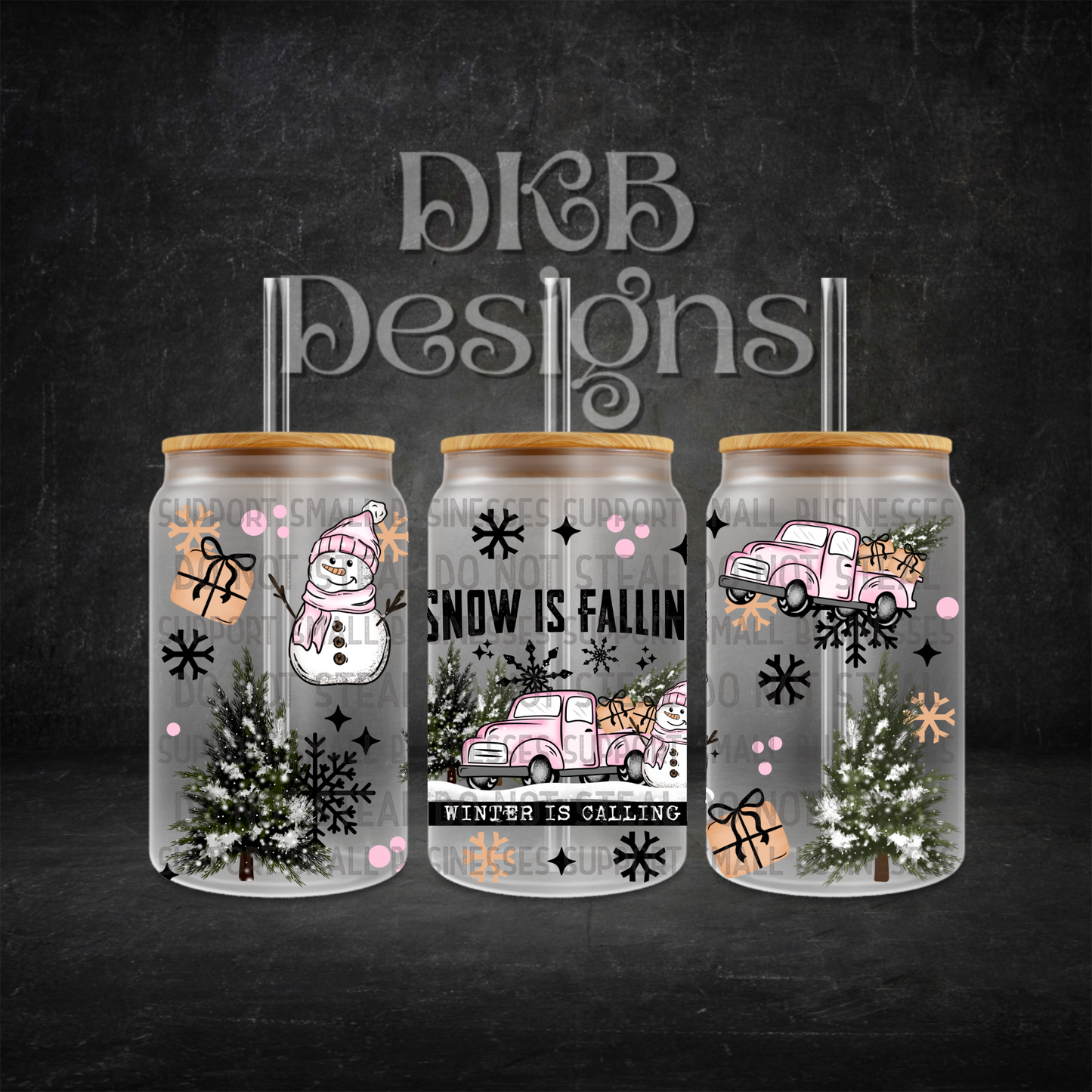 Winter is called 16oz glass can UV DTF