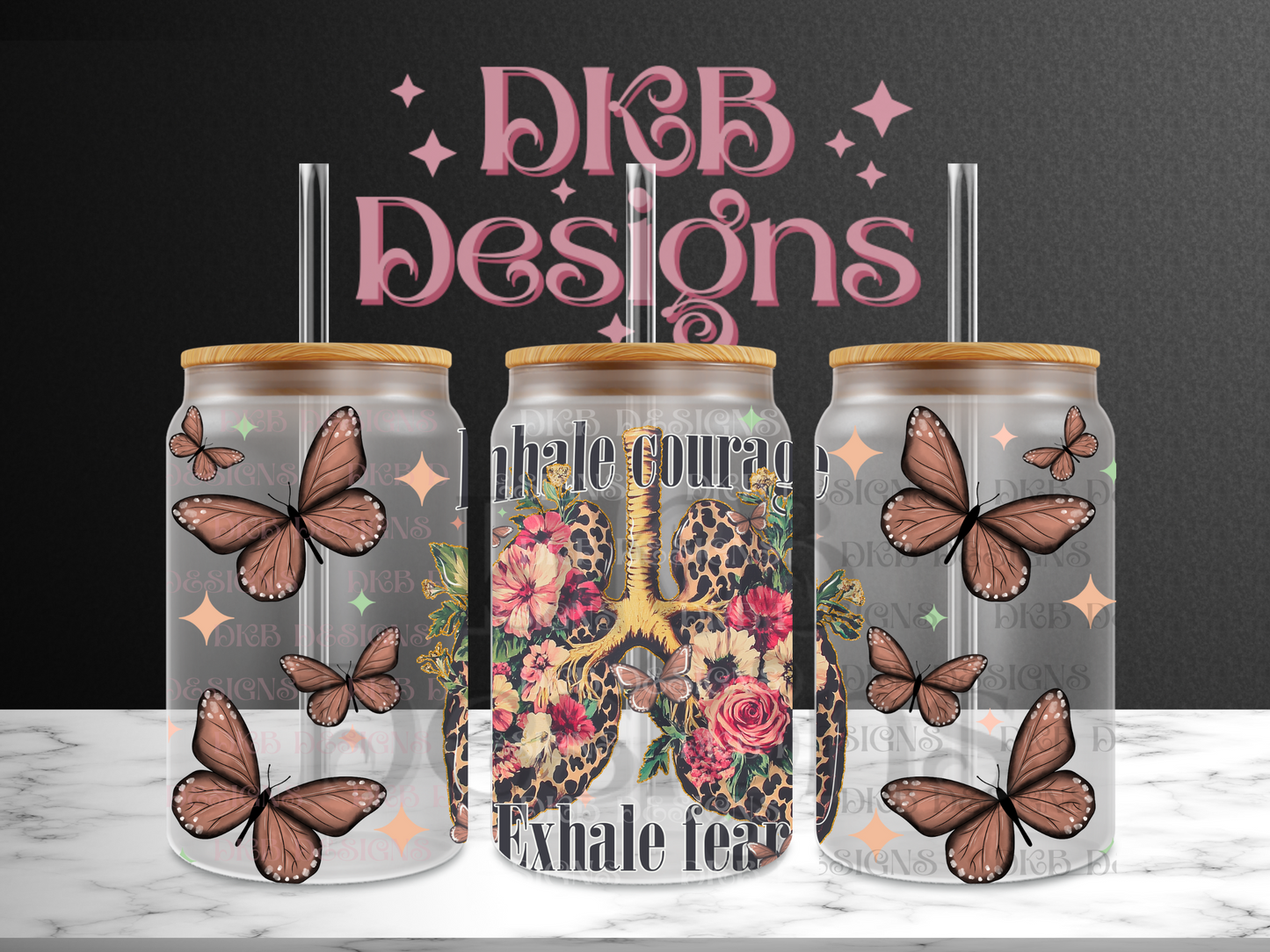 Inhale 16oz glass can UV DTF