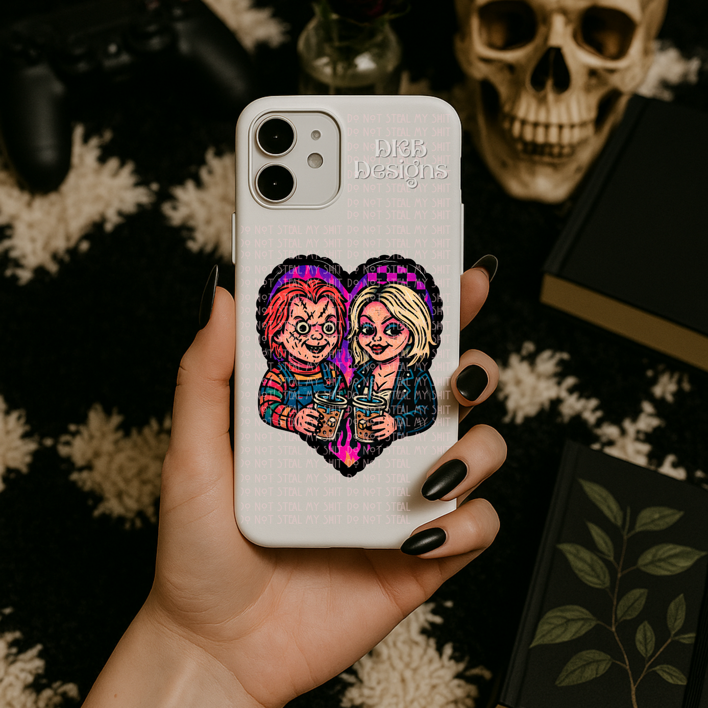 Horror coffee heart UV DTF