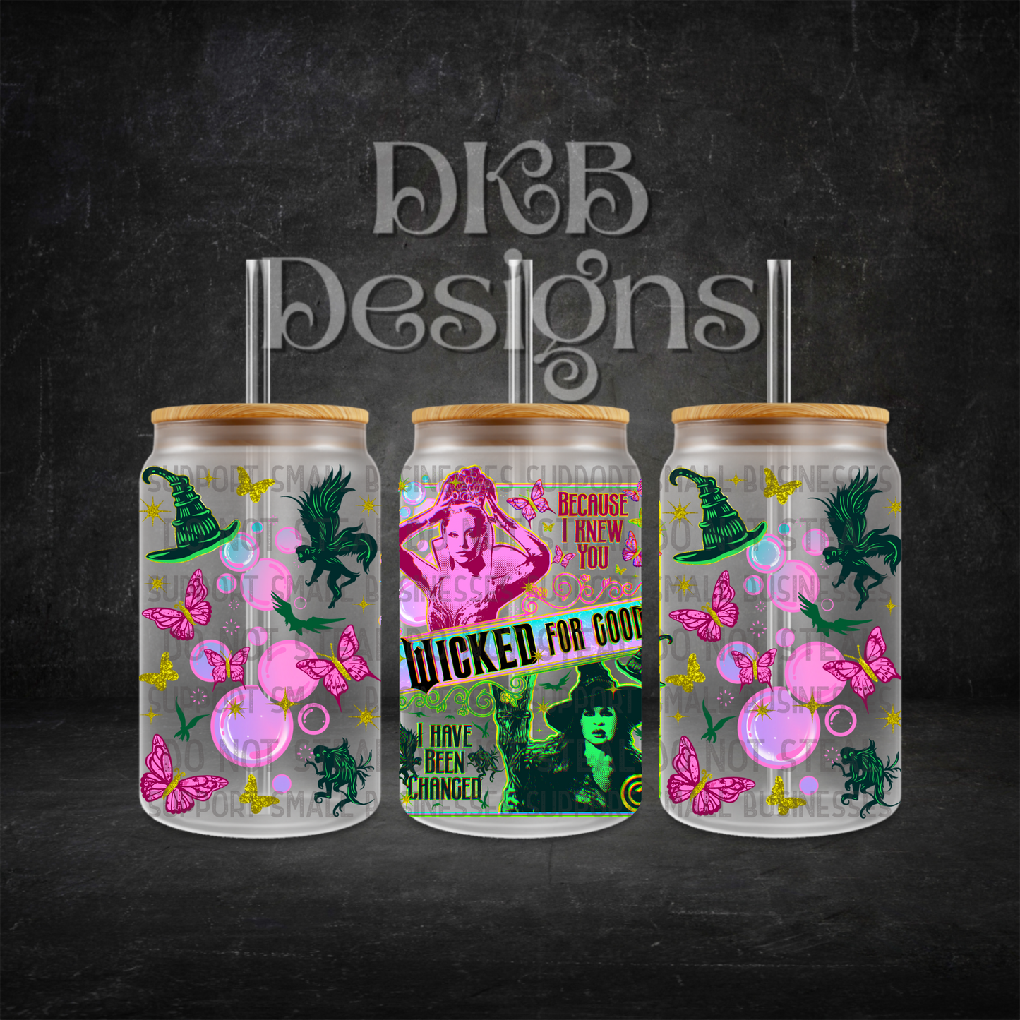 Wicked 16oz glass can UV DTF