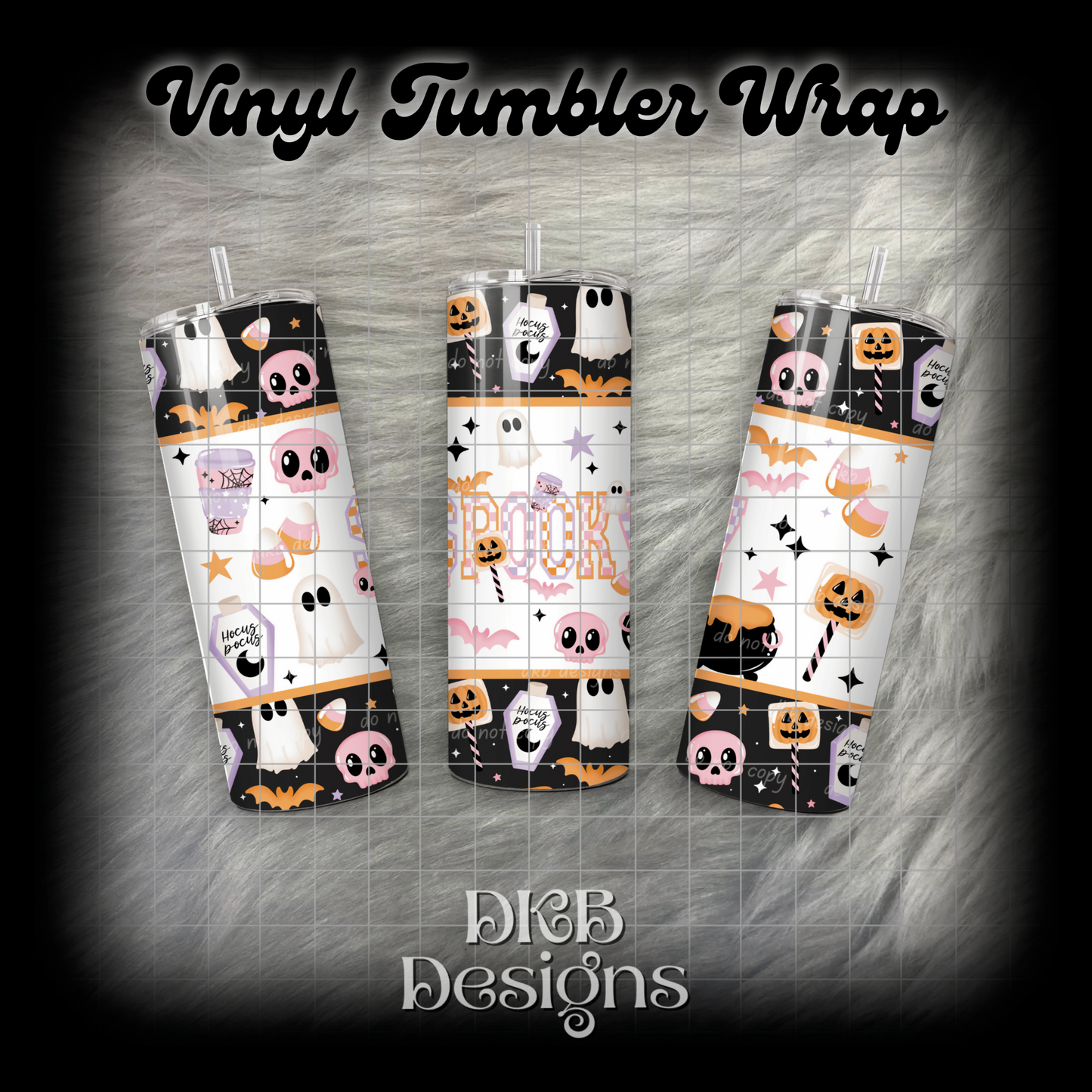Pastel varsity spooky vinyl tumbler wrap