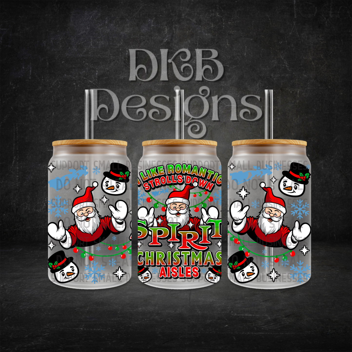 Spirit Christmas 16oz glass can UV DTF