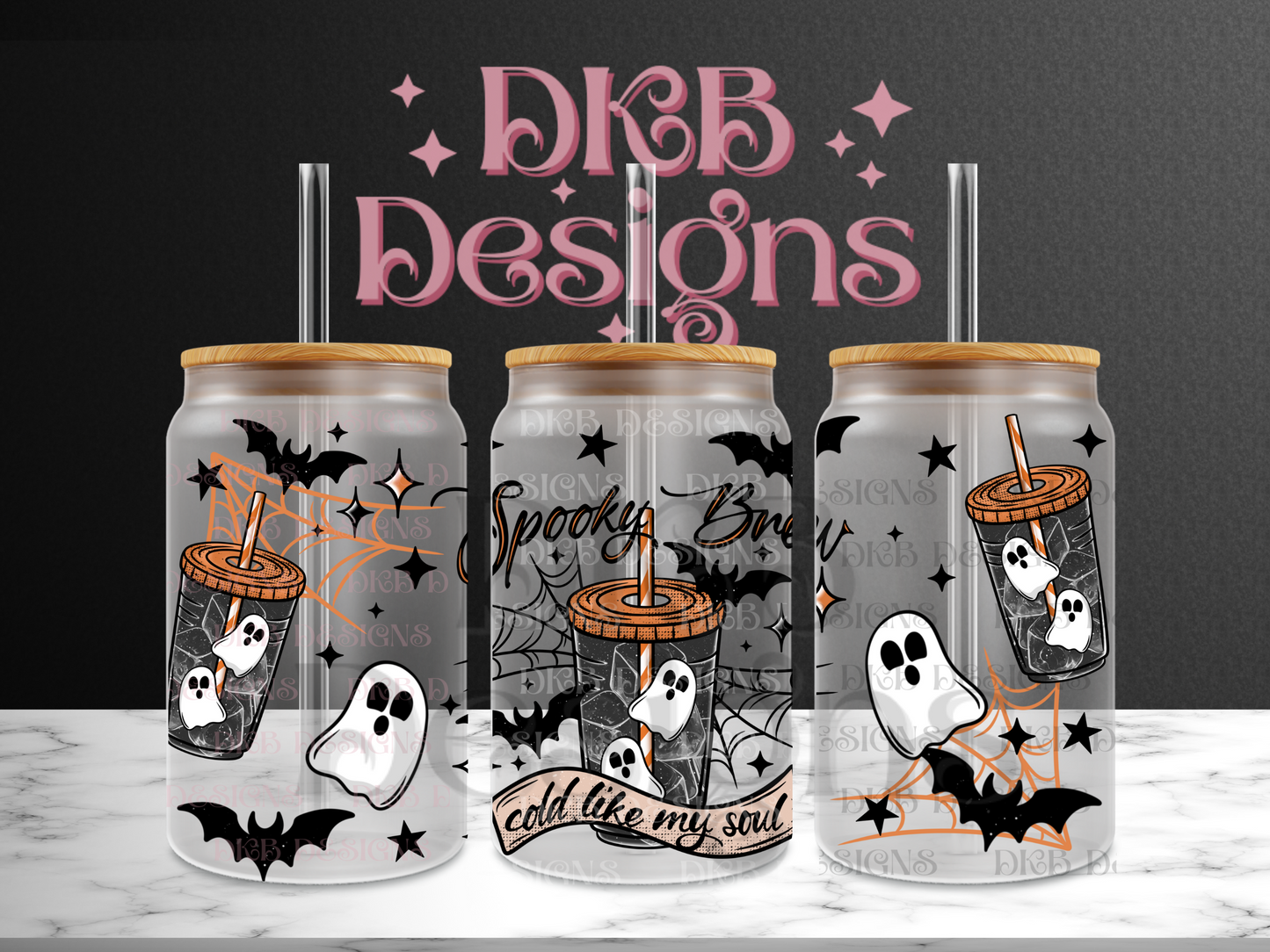 Spooky brew 16oz glass can UV DTF