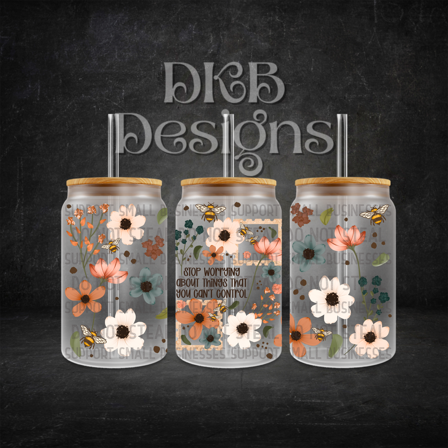 Stop worrying 16oz glass can UV DTF