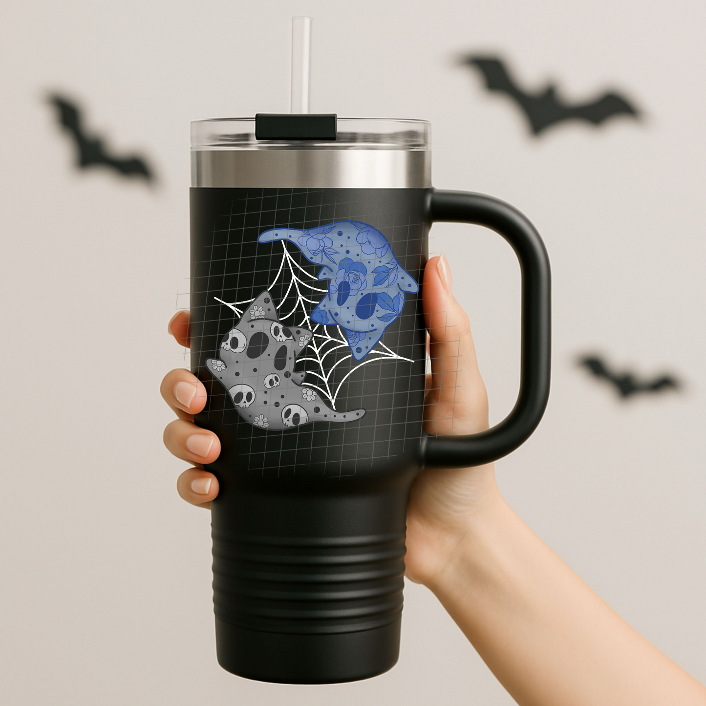 Ghost kitty white UV DTF