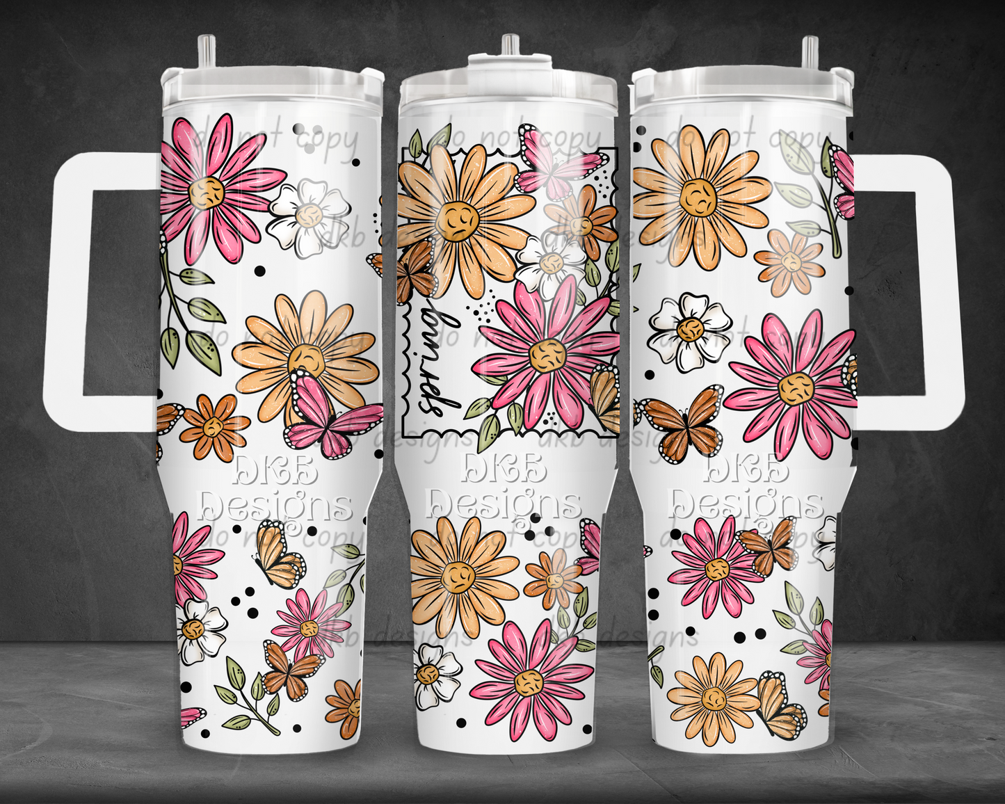 Spring stamp 40oz Tumbler UV DTF