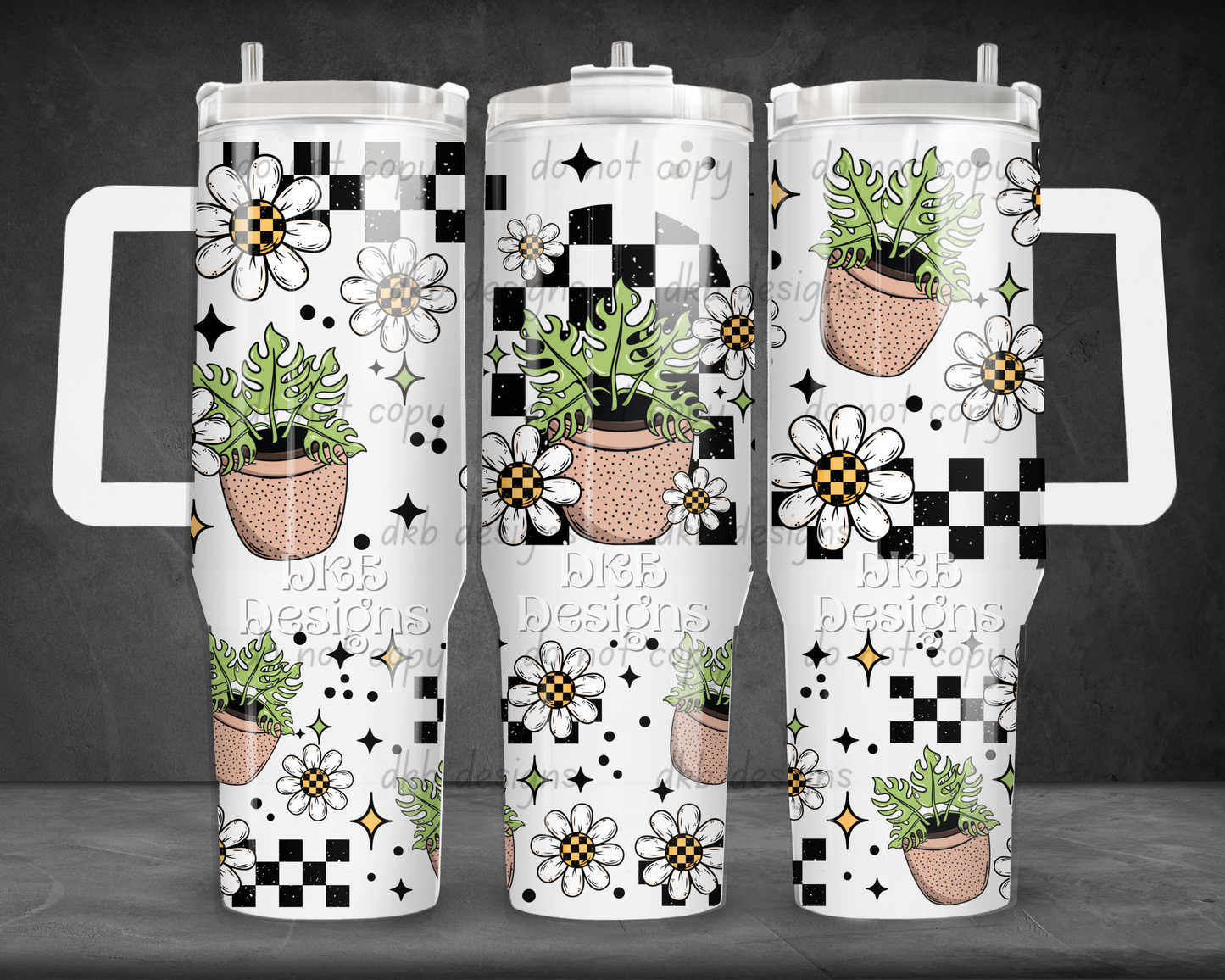 Monstera Floral 40oz Tumbler UV DTF