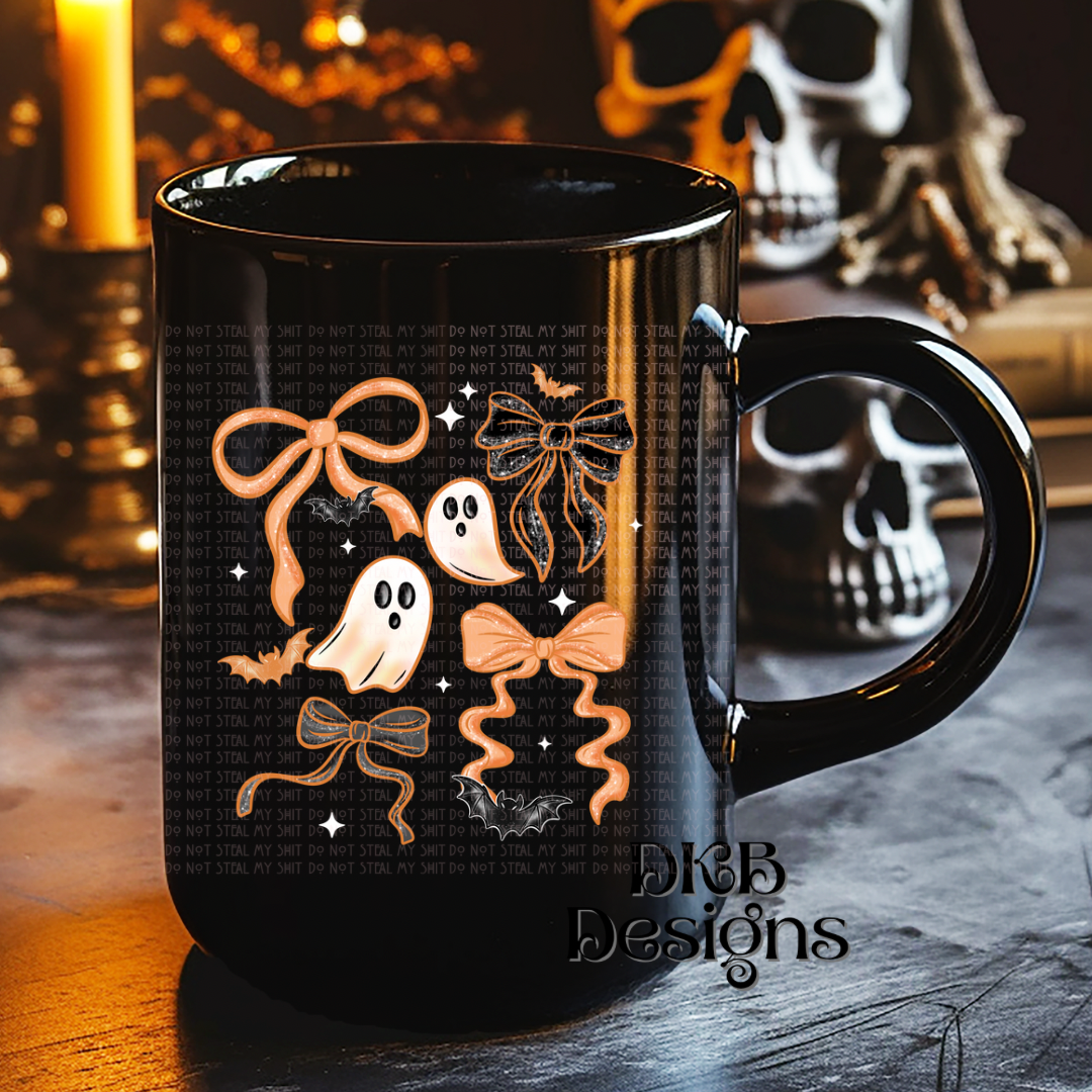 Orange bows and ghosts UV DTF