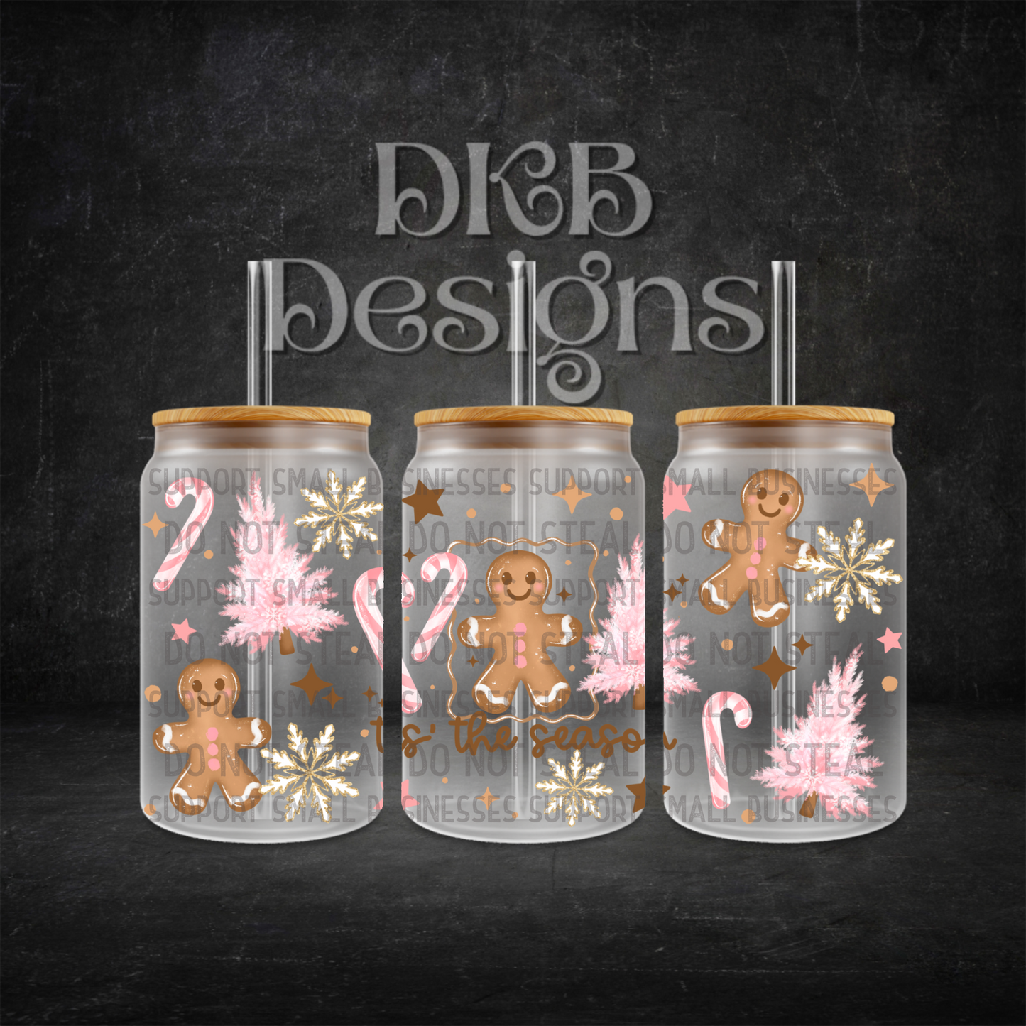 Tis the season 16oz glass can UV DTF