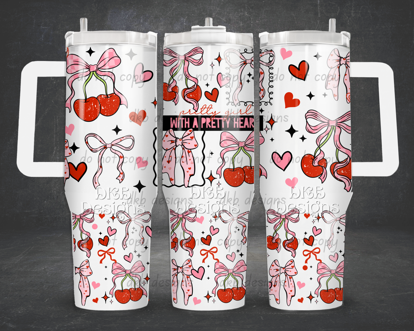 Cherry bows 40oz Tumbler UV DTF