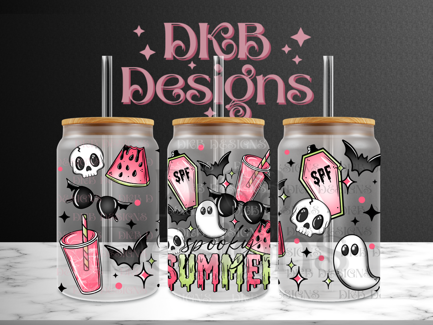 Spooky summer 16oz glass can UV DTF
