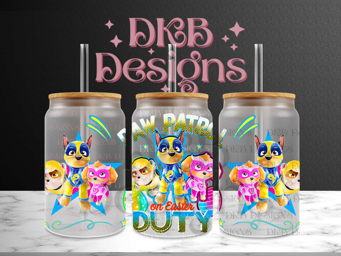 Patrol on Easter duty 16oz glass can UV DTF
