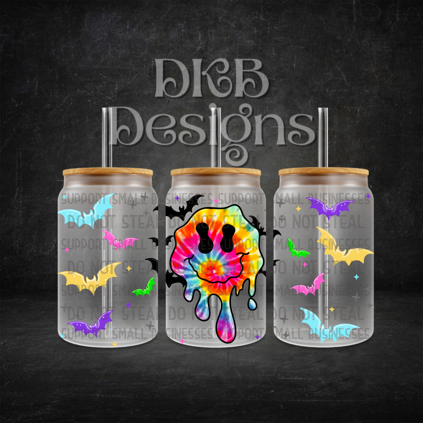 Bat smile 16oz glass can UV DTF