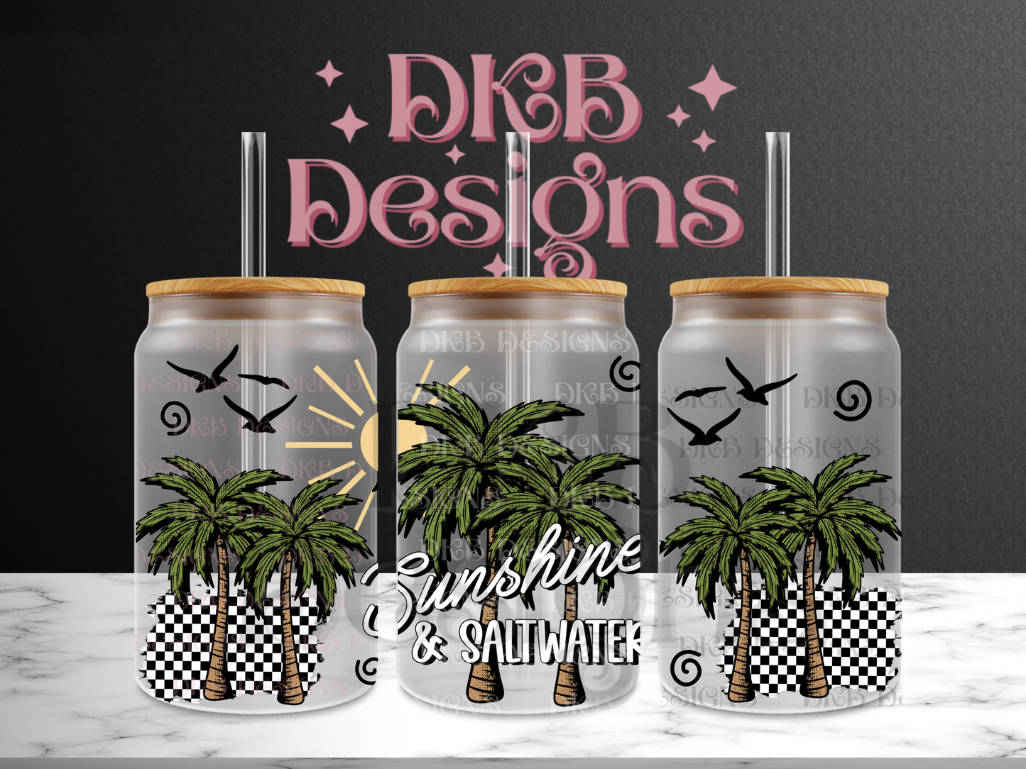 Sunshine saltwater 16oz glass can UV DTF