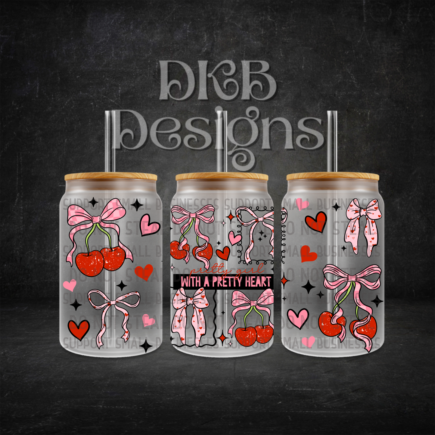 Pretty girl 16oz glass can UV DTF