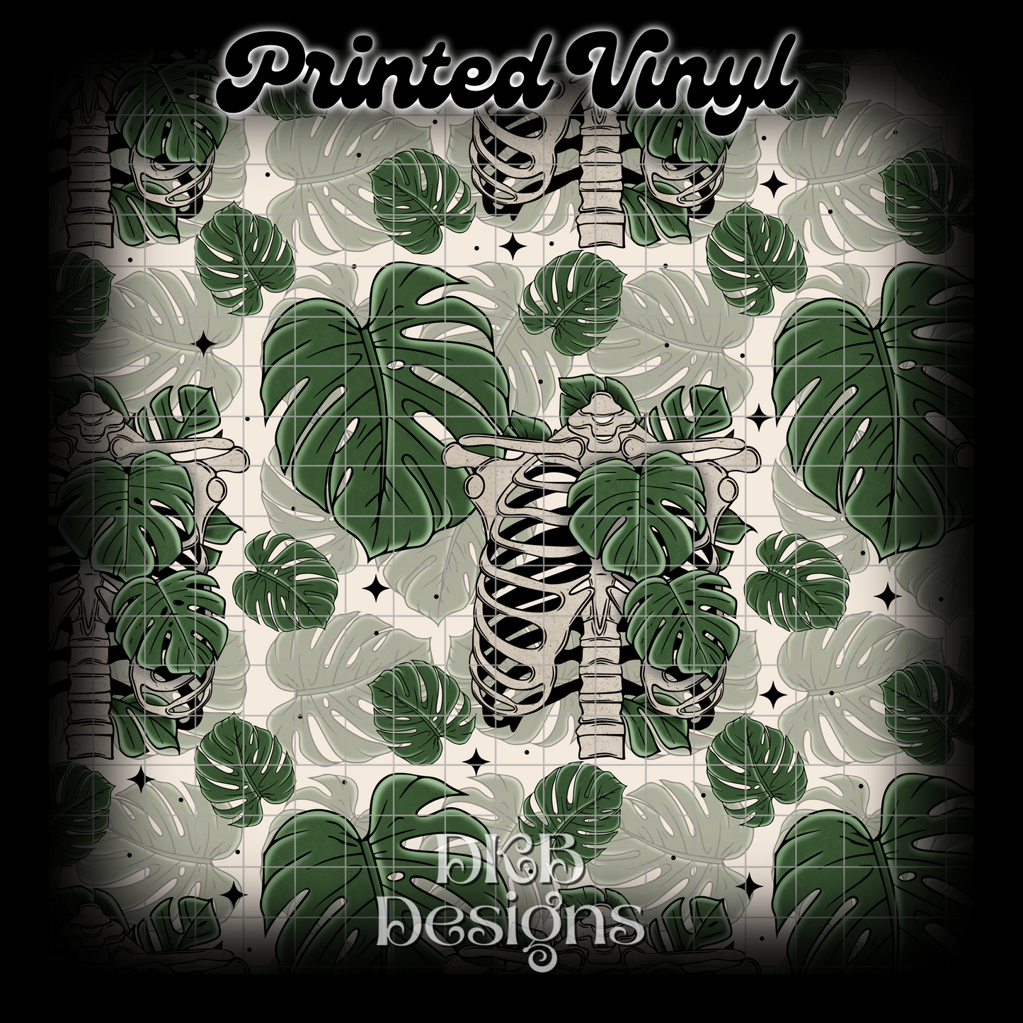 Skeleton monstera Printed Vinyl