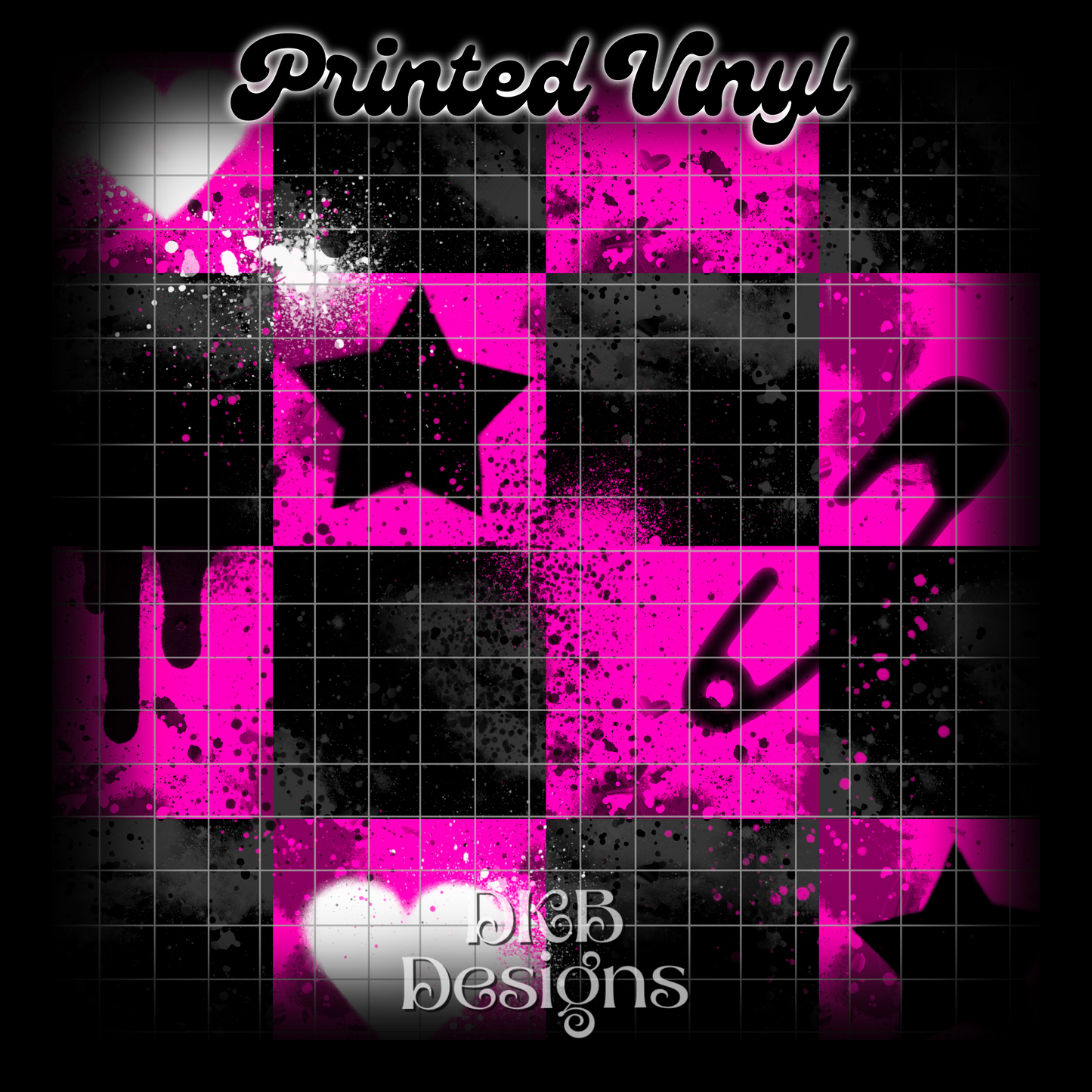 Emo checks pink Printed Vinyl