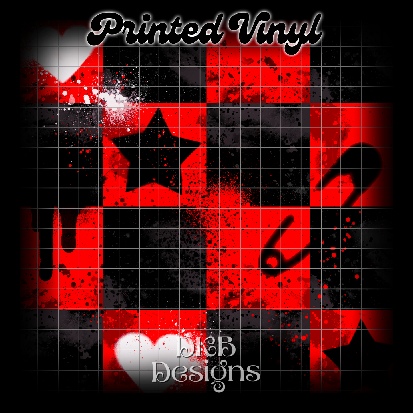 Emo checks red Printed Vinyl