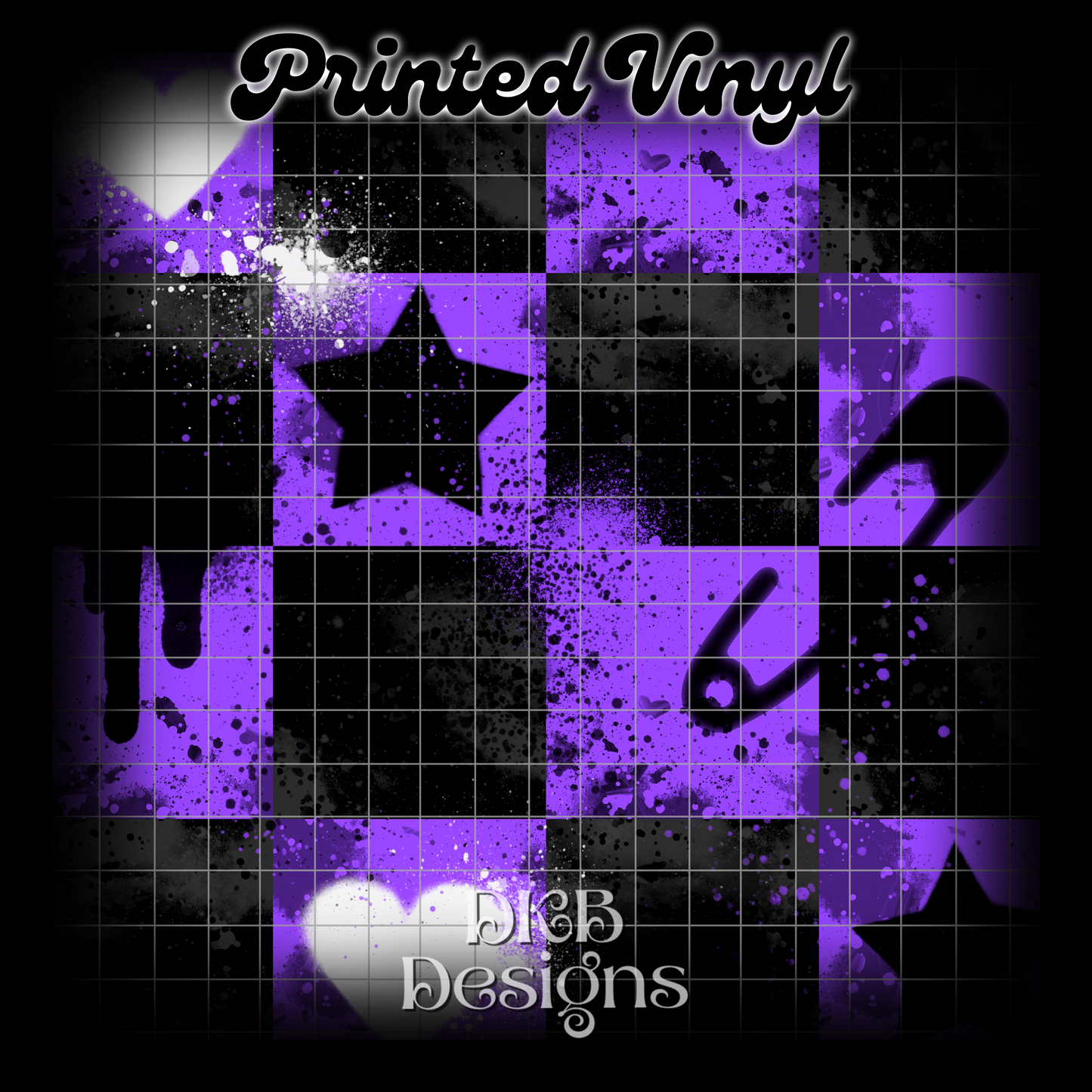 Emo checks purple Printed Vinyl