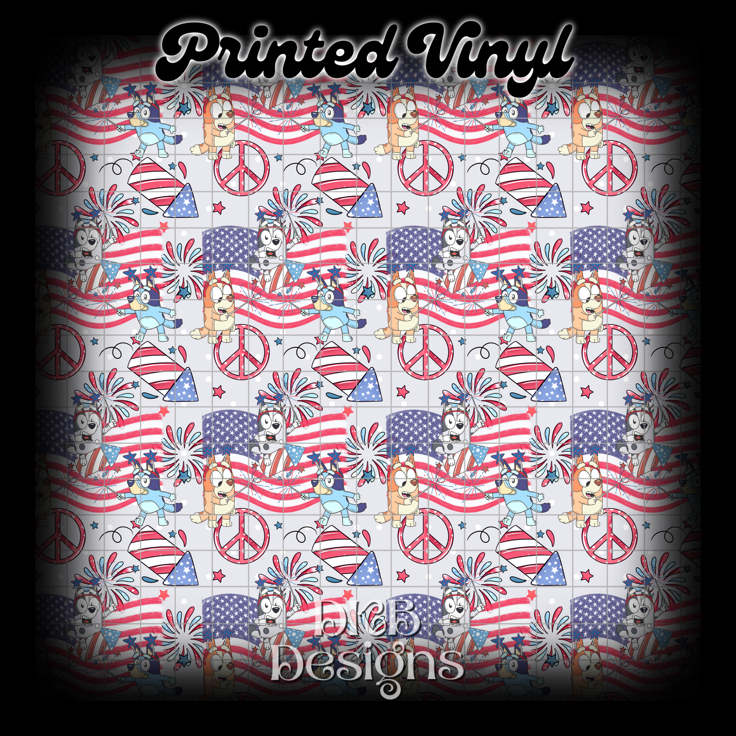 Red white and blue dogs Printed Vinyl