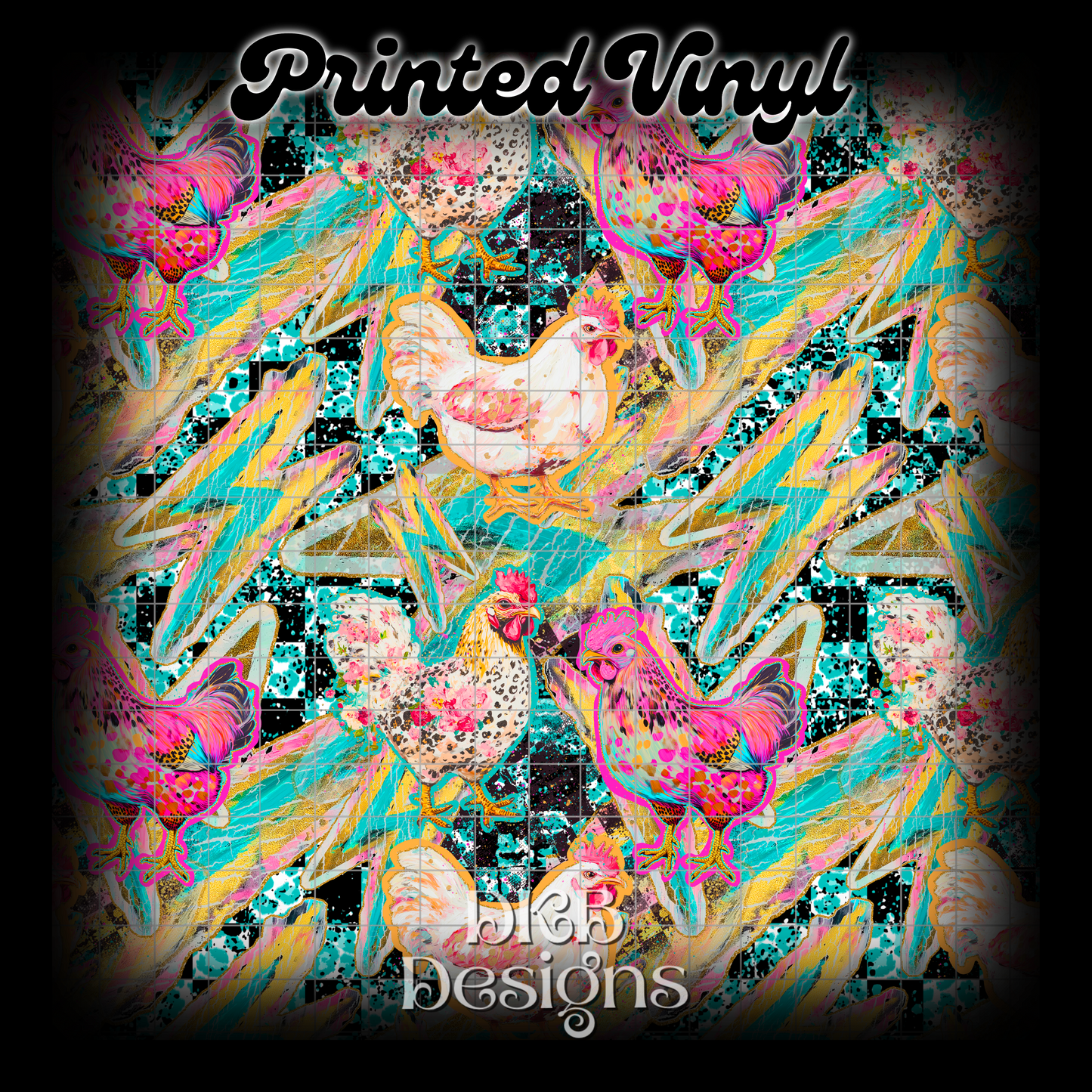 Mixed media chickens Printed Vinyl