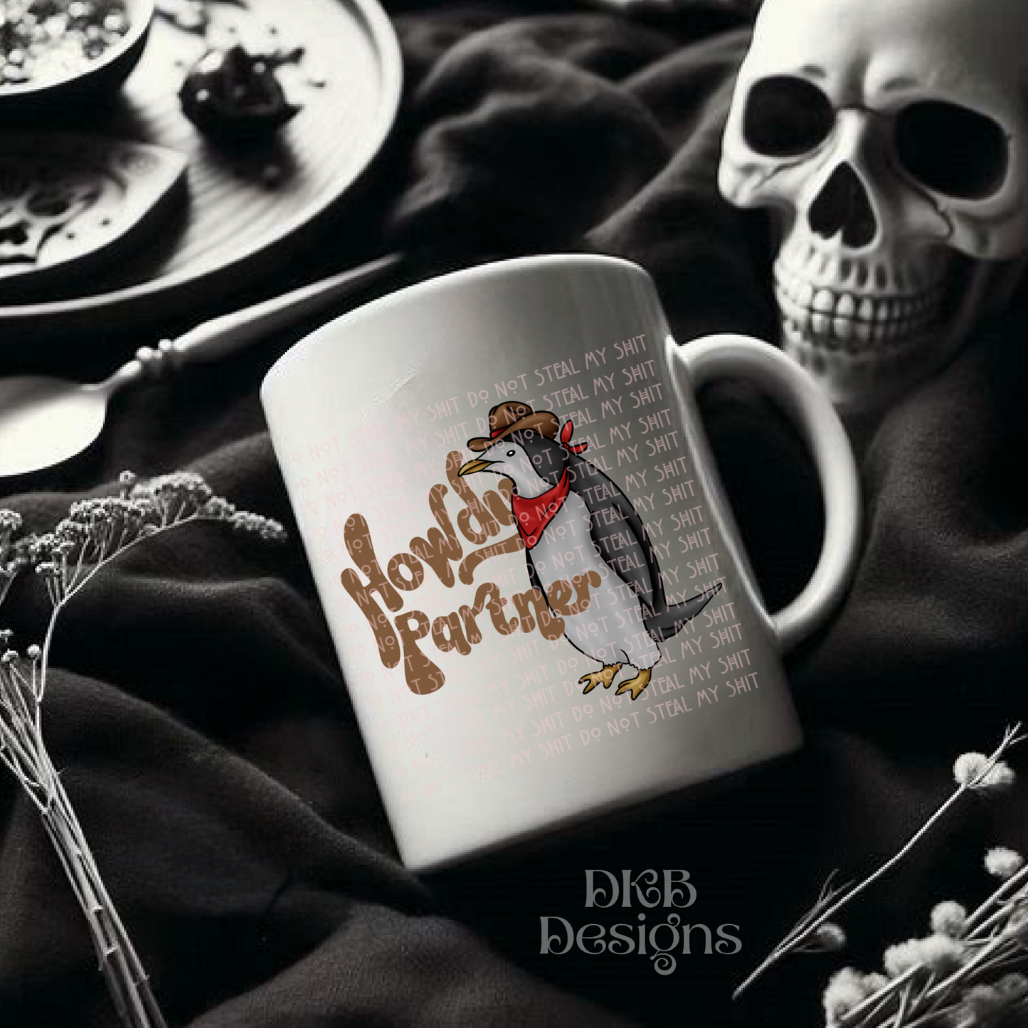 Howdy partner penguin UV DTF