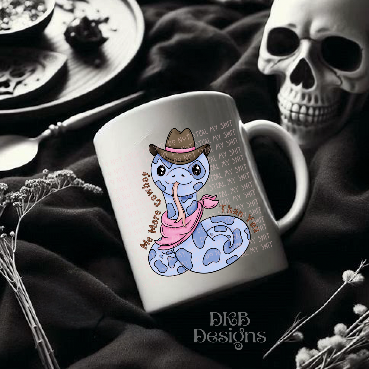 Me more cowboy snake blue UV DTF