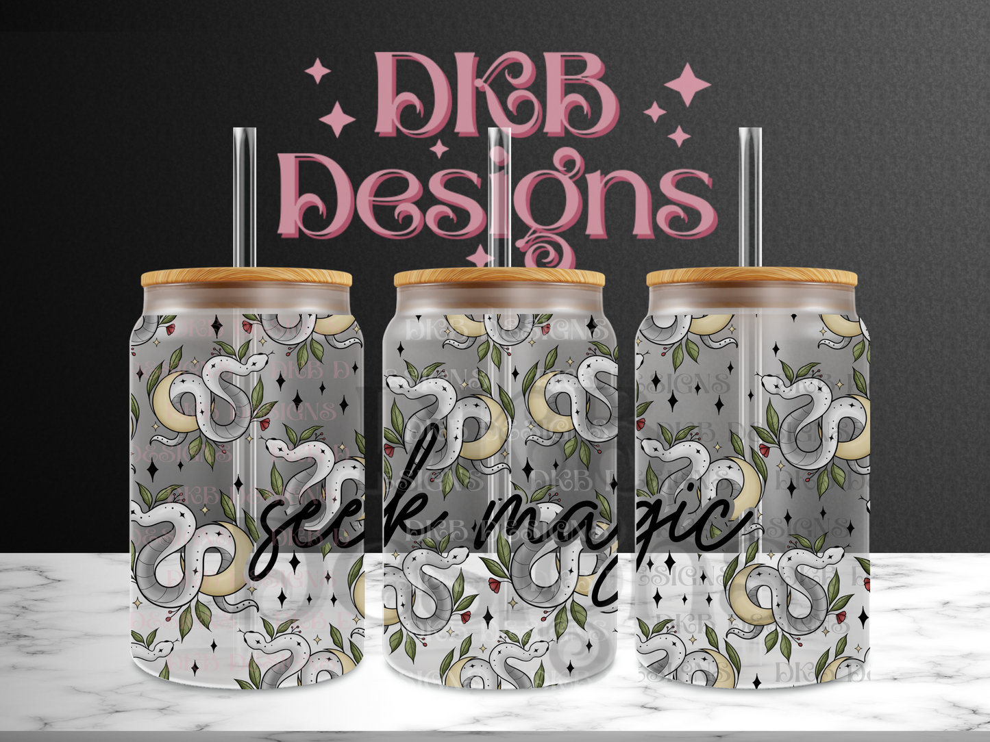 Seek magic 16oz glass can UV DTF