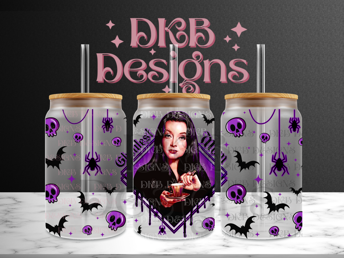 Ghoulest mom 16oz glass can UV DTF